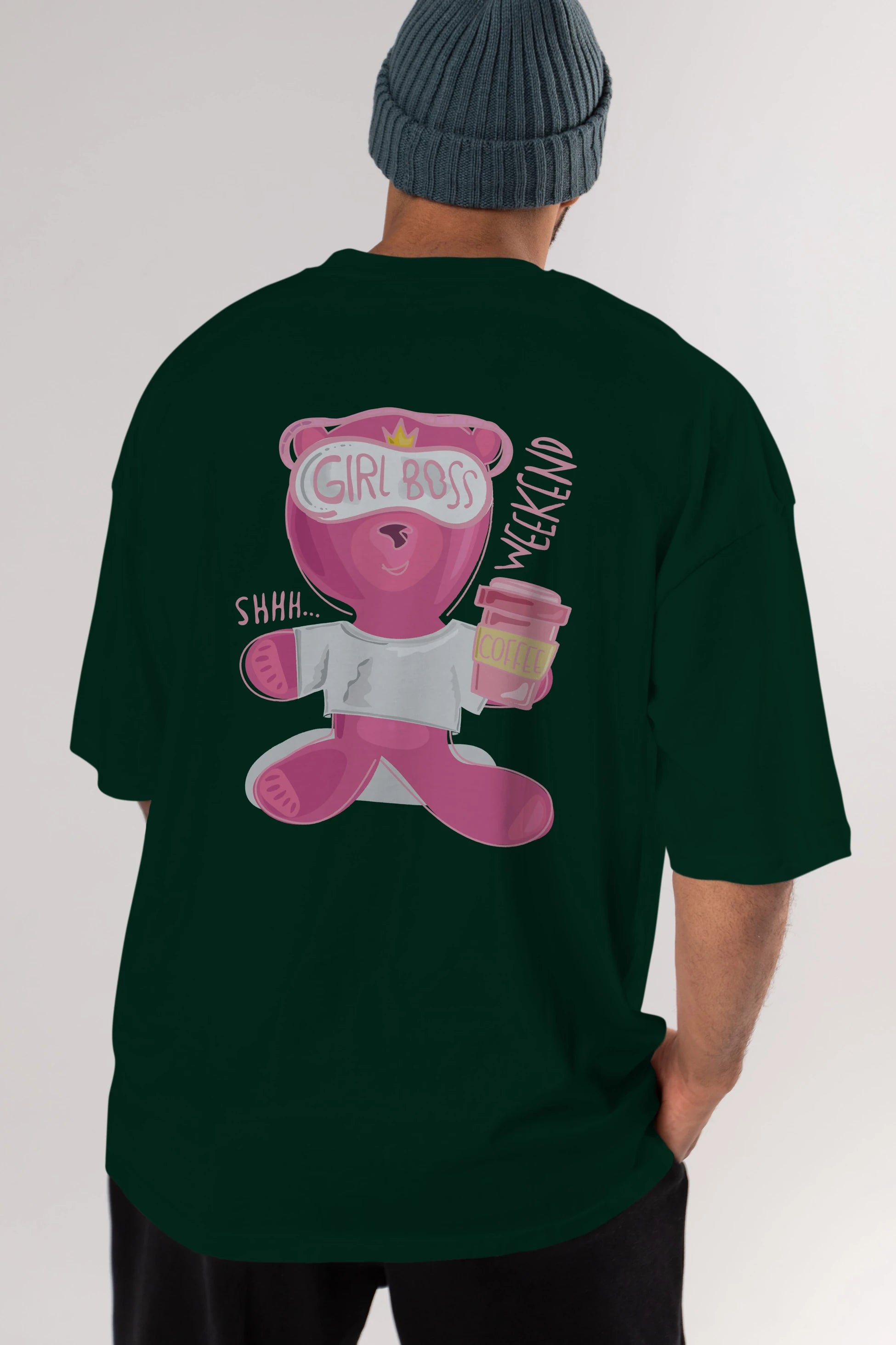 Girl Boss Bear Arka Baskılı Oversize t-shirt Erkek Kadın Unisex