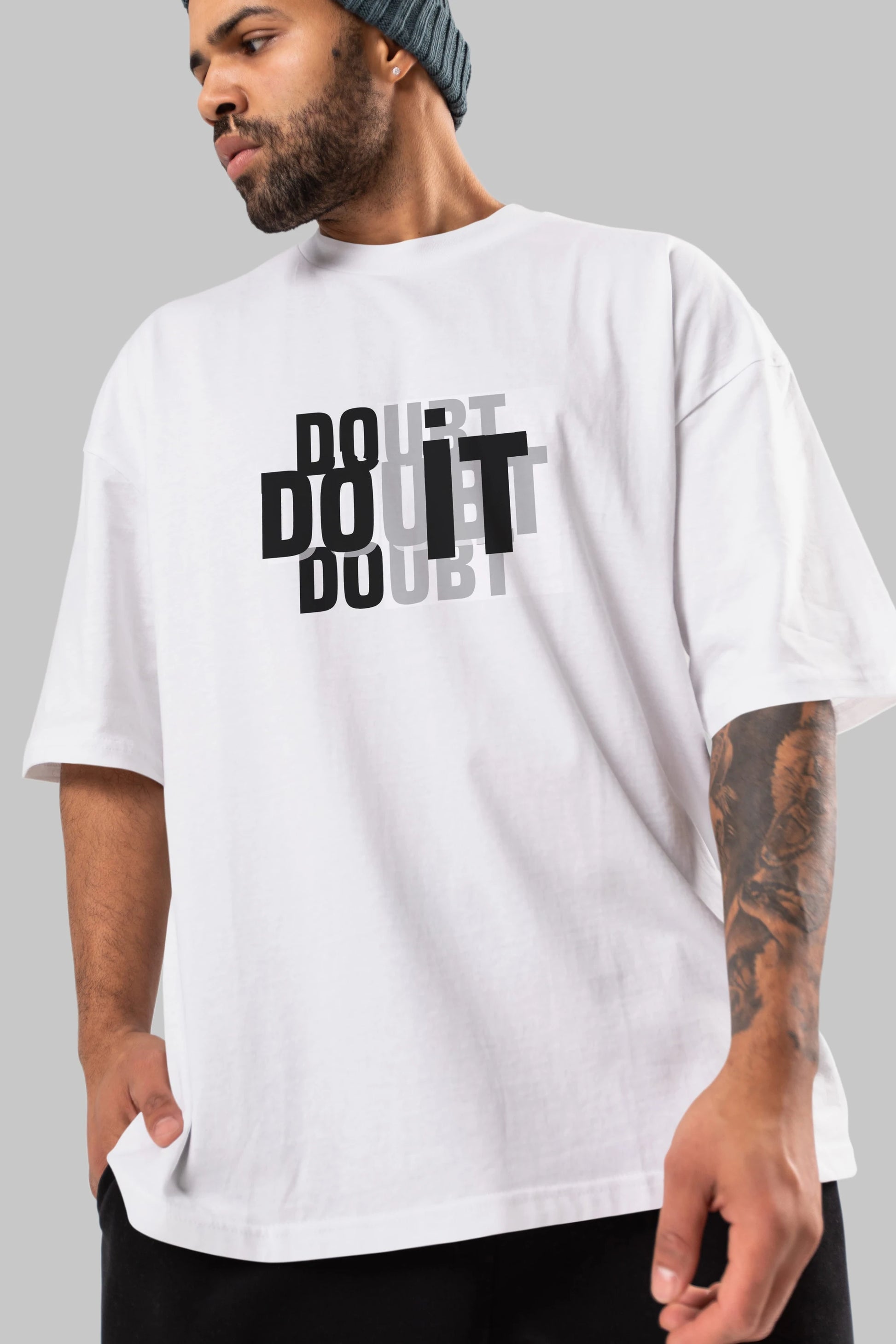 Do it Yazılı Ön Baskılı Oversize t-shirt Erkek Kadın Unisex