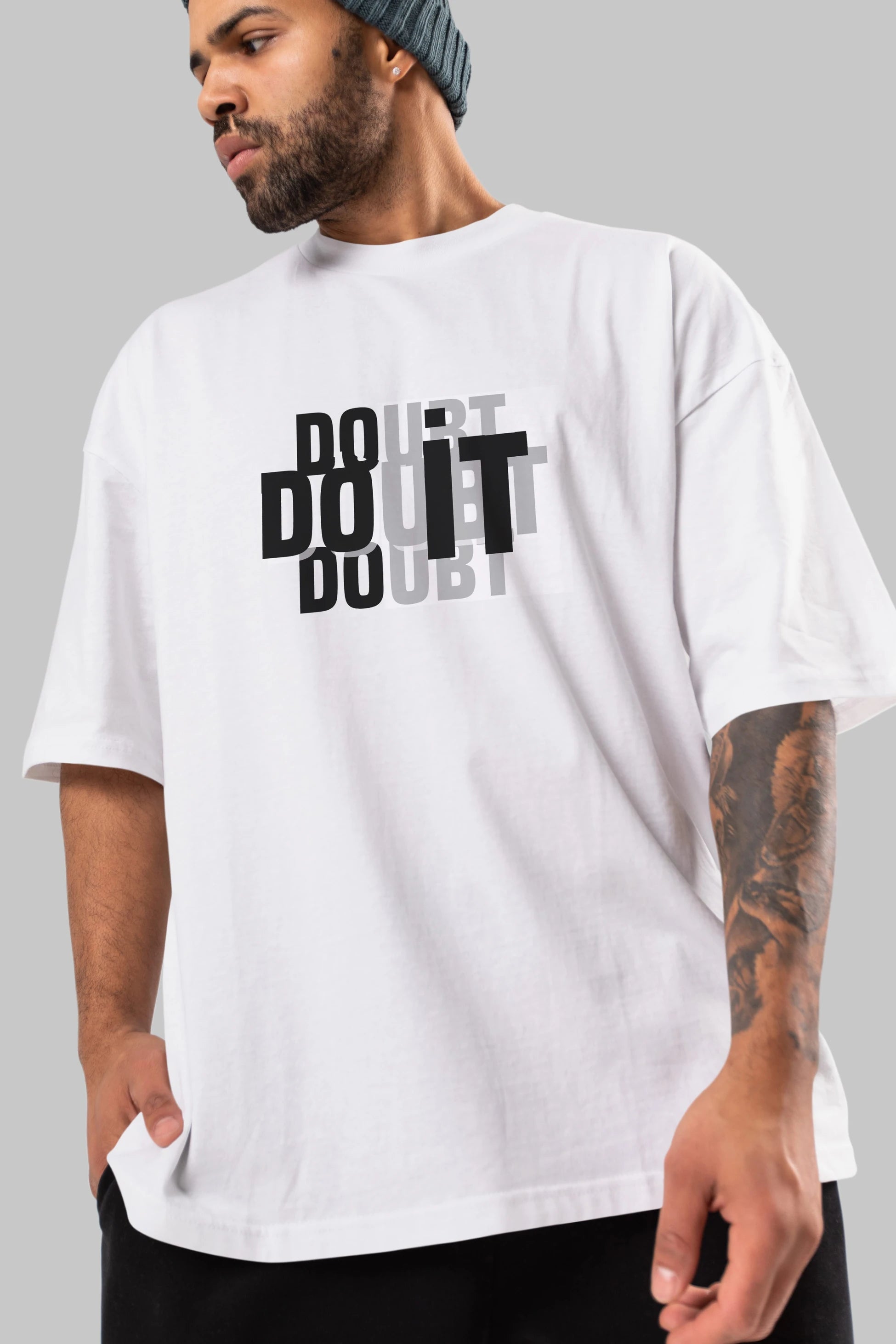 Do it Yazılı Ön Baskılı Oversize t-shirt Erkek Kadın Unisex