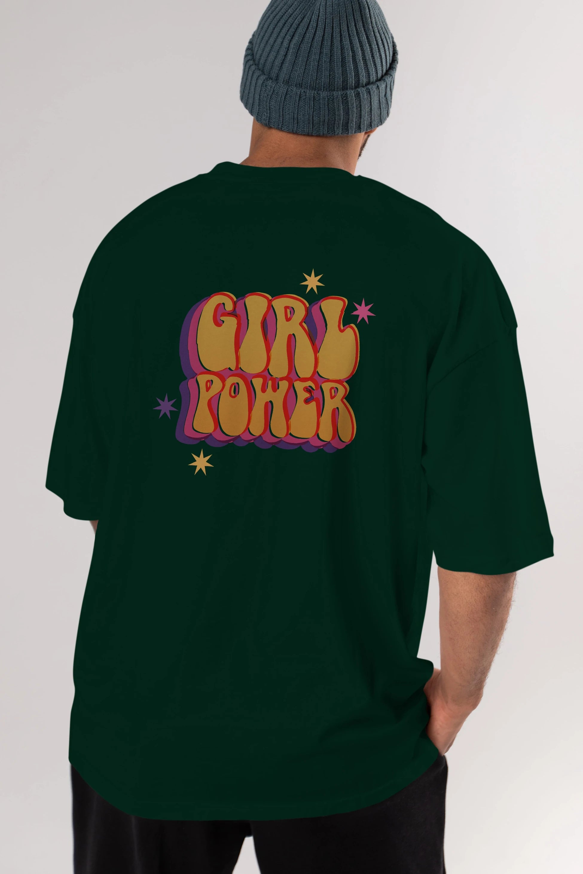 Girl Power Yazılı Arka Baskılı Oversize t-shirt Erkek Kadın Unisex