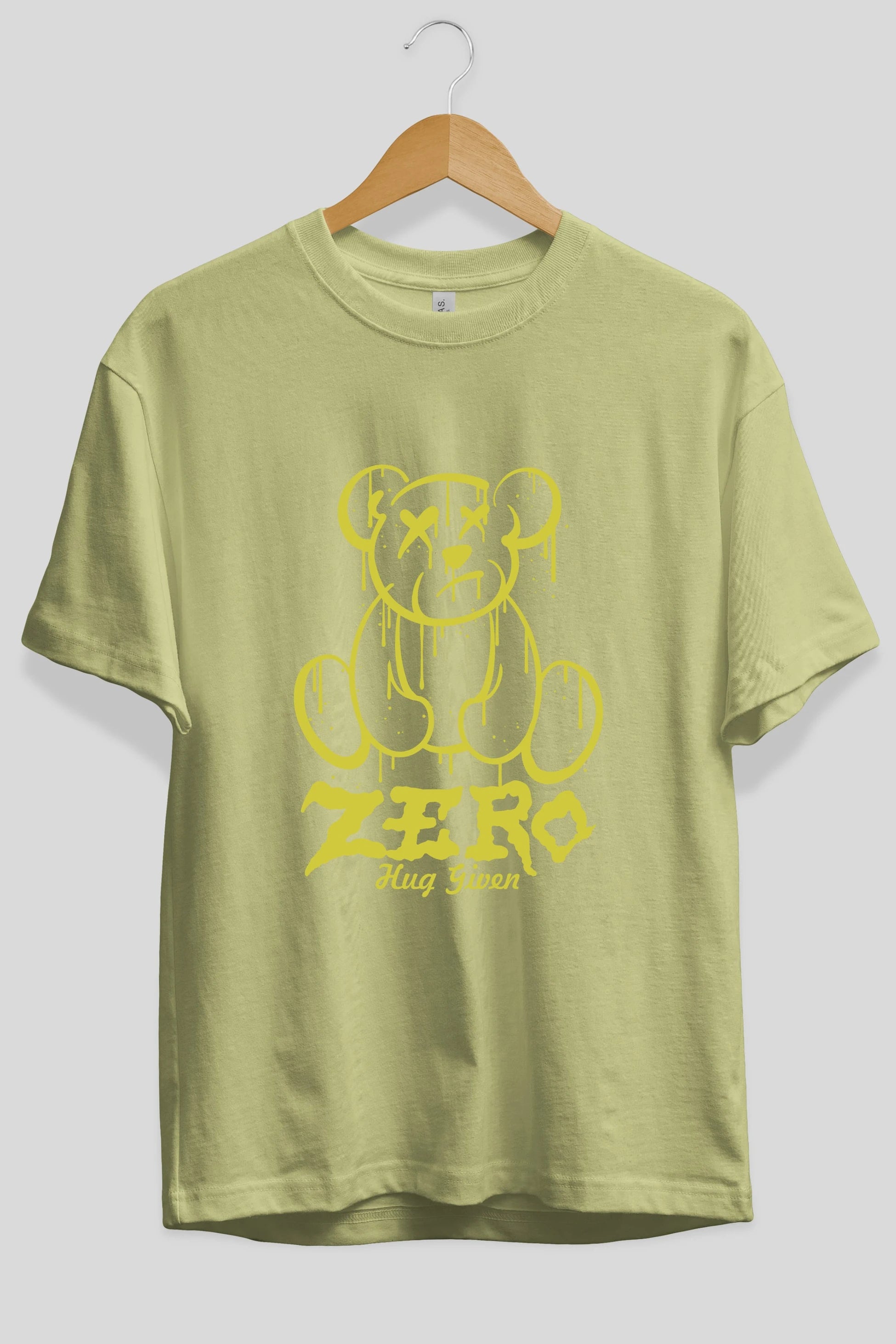 Zero Hug Given Bear Ön Baskılı Oversize t-shirt Erkek Kadın Unisex