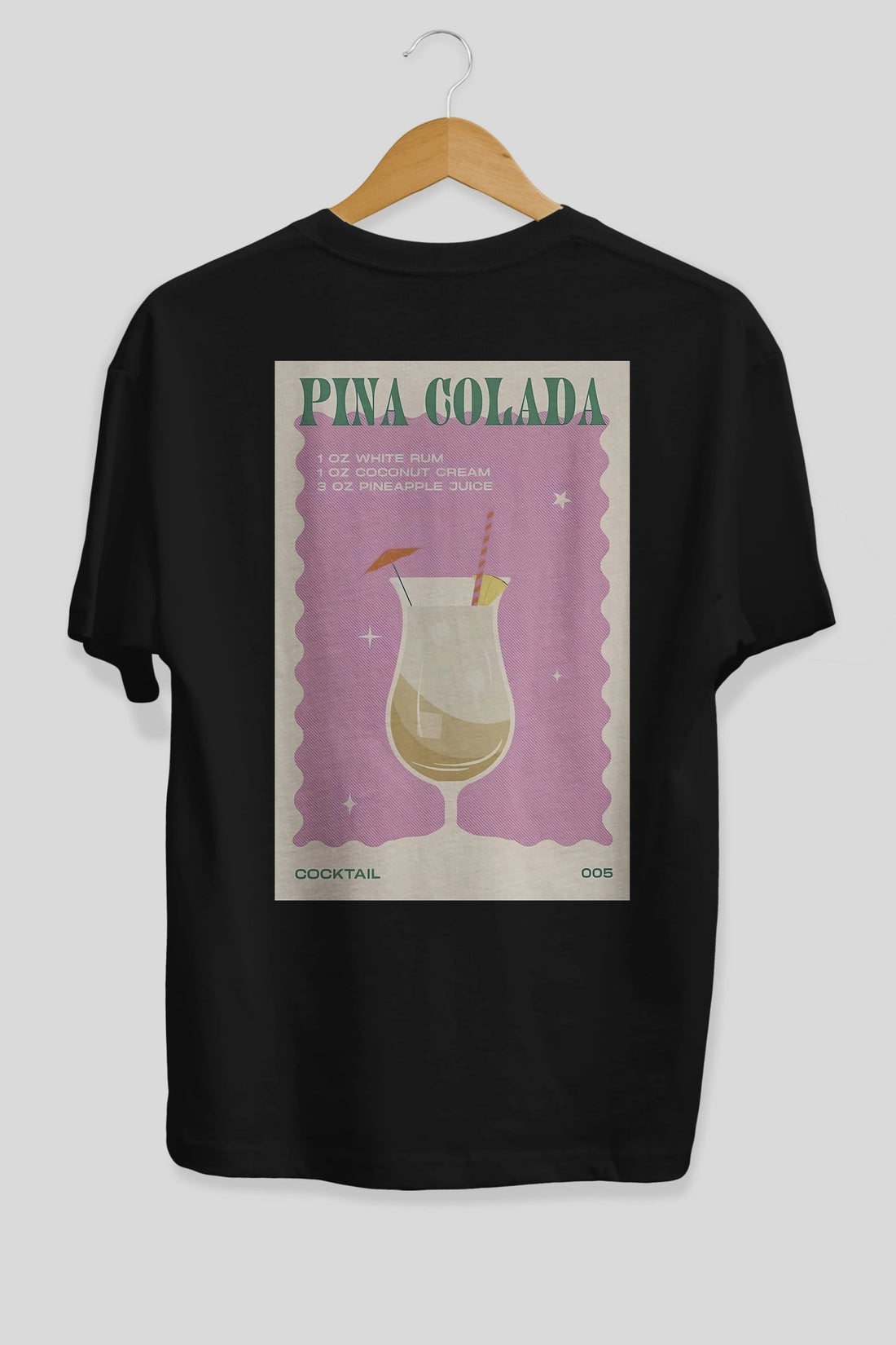 Pina Colada 3 Arka Baskılı Oversize t-shirt Erkek Kadın Unisex %100 Pamuk Bisiklet Yaka tişort