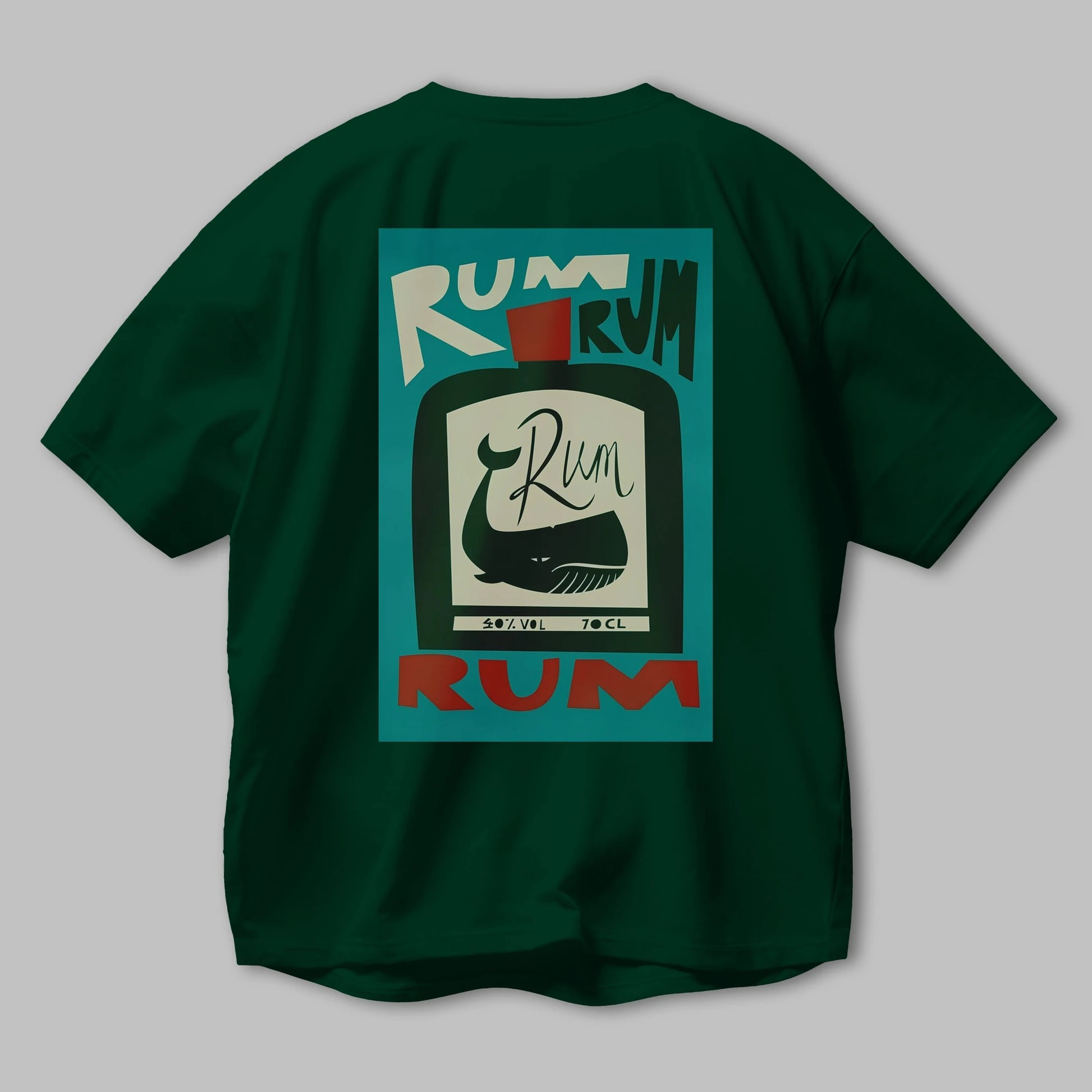 Rum Arka Baskılı Oversize t-shirt Erkek Kadın Unisex %100 Pamuk Bisiklet Yaka tişort