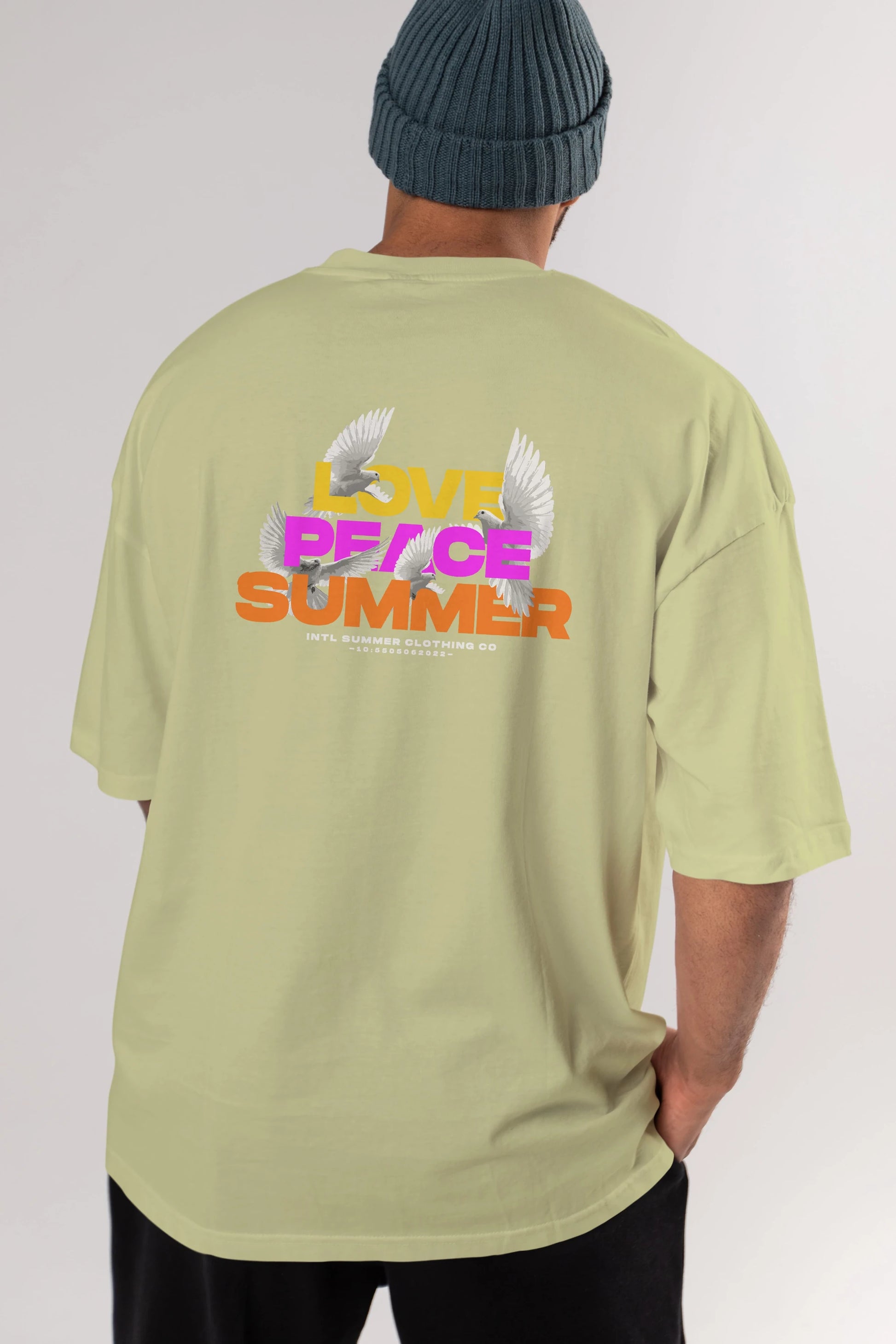Love Peace Summer Arka Baskılı Oversize t-shirt Erkek Kadın Unisex
