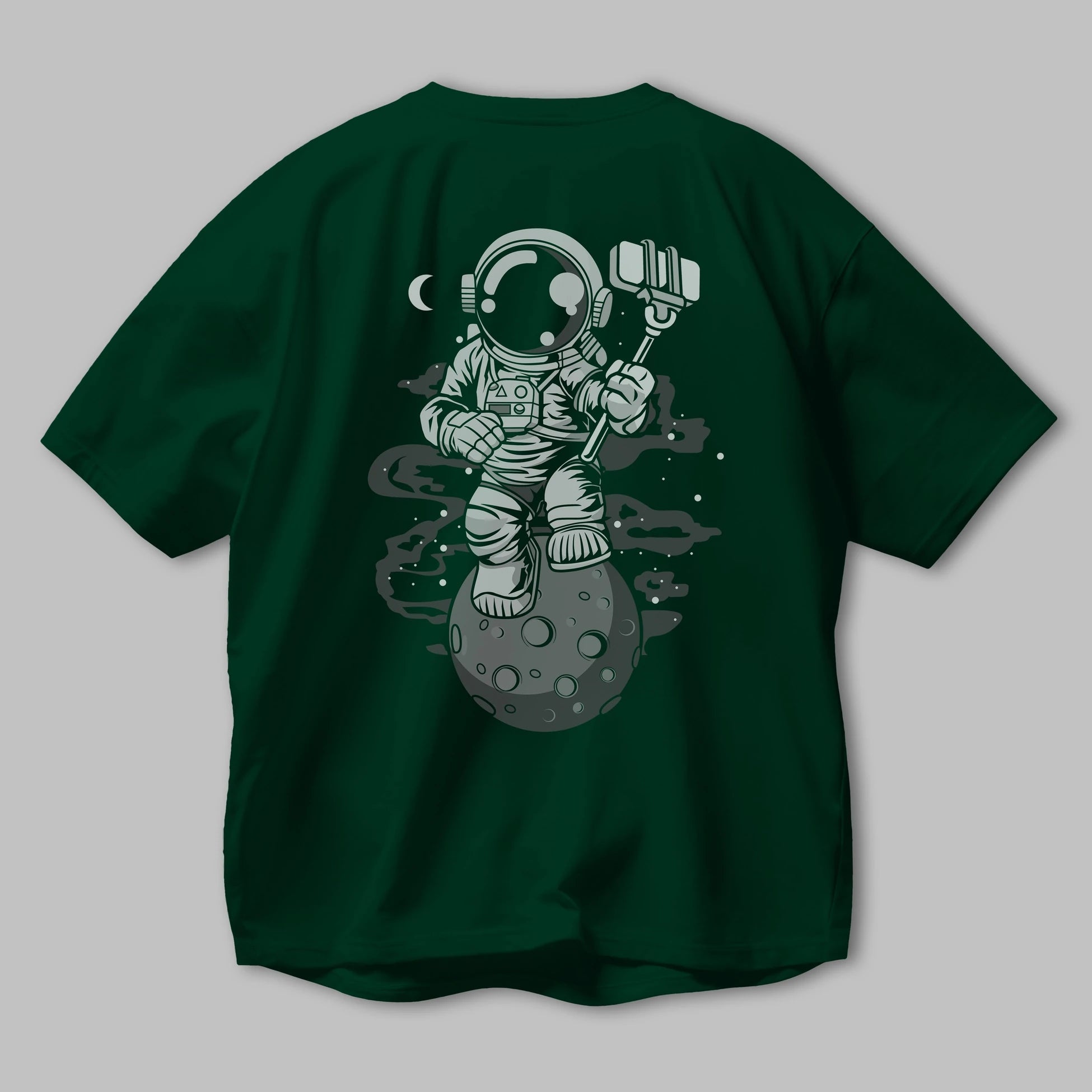 Astronaut Selfie Arka Baskılı Oversize t-shirt Erkek Kadın Unisex