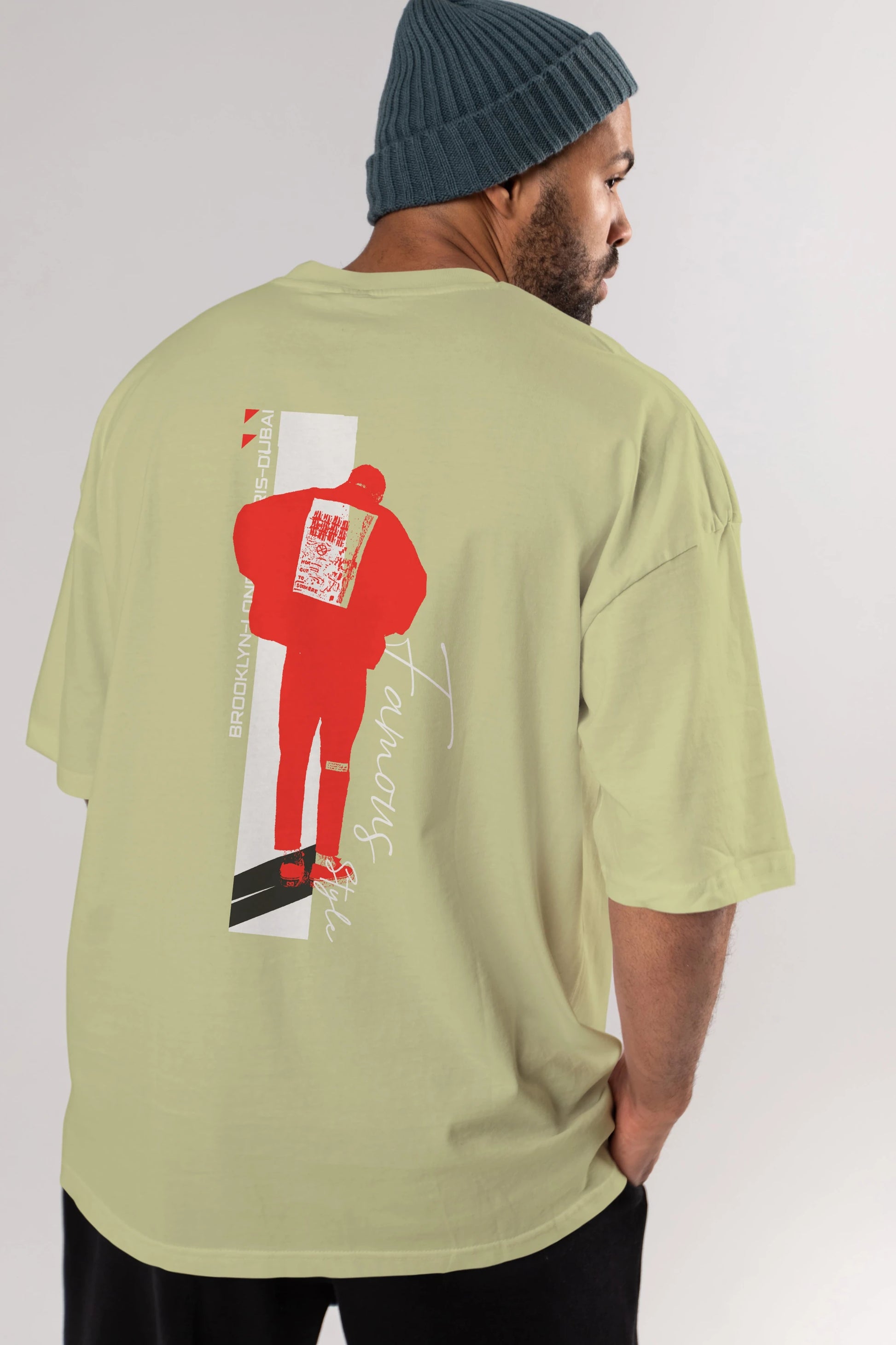 Brooklyn Style Arka Baskılı Oversize t-shirt Erkek Kadın Unisex