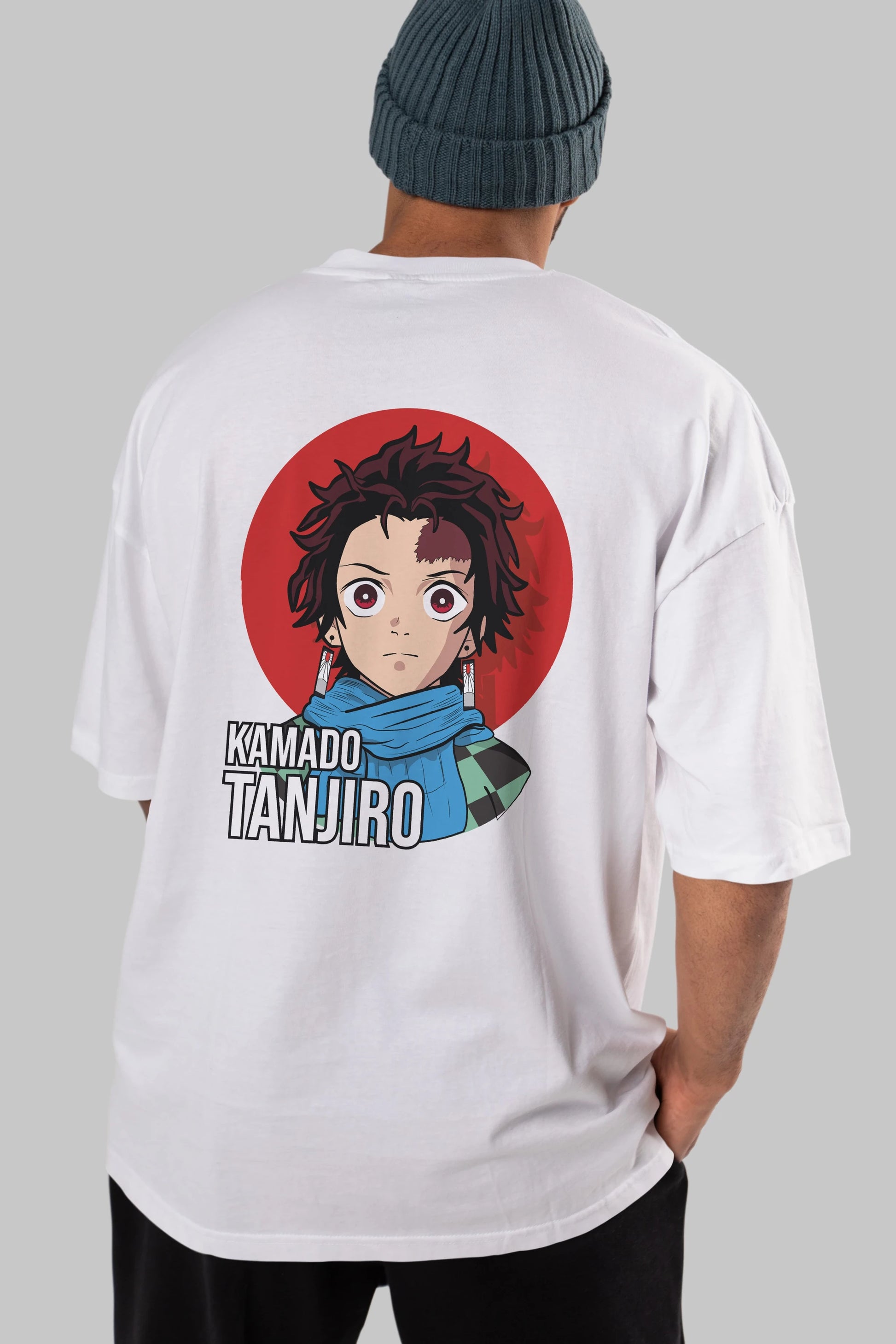 TANJIRO KAMADO Anime Arka Baskılı Oversize t-shirt Erkek Kadın Unisex