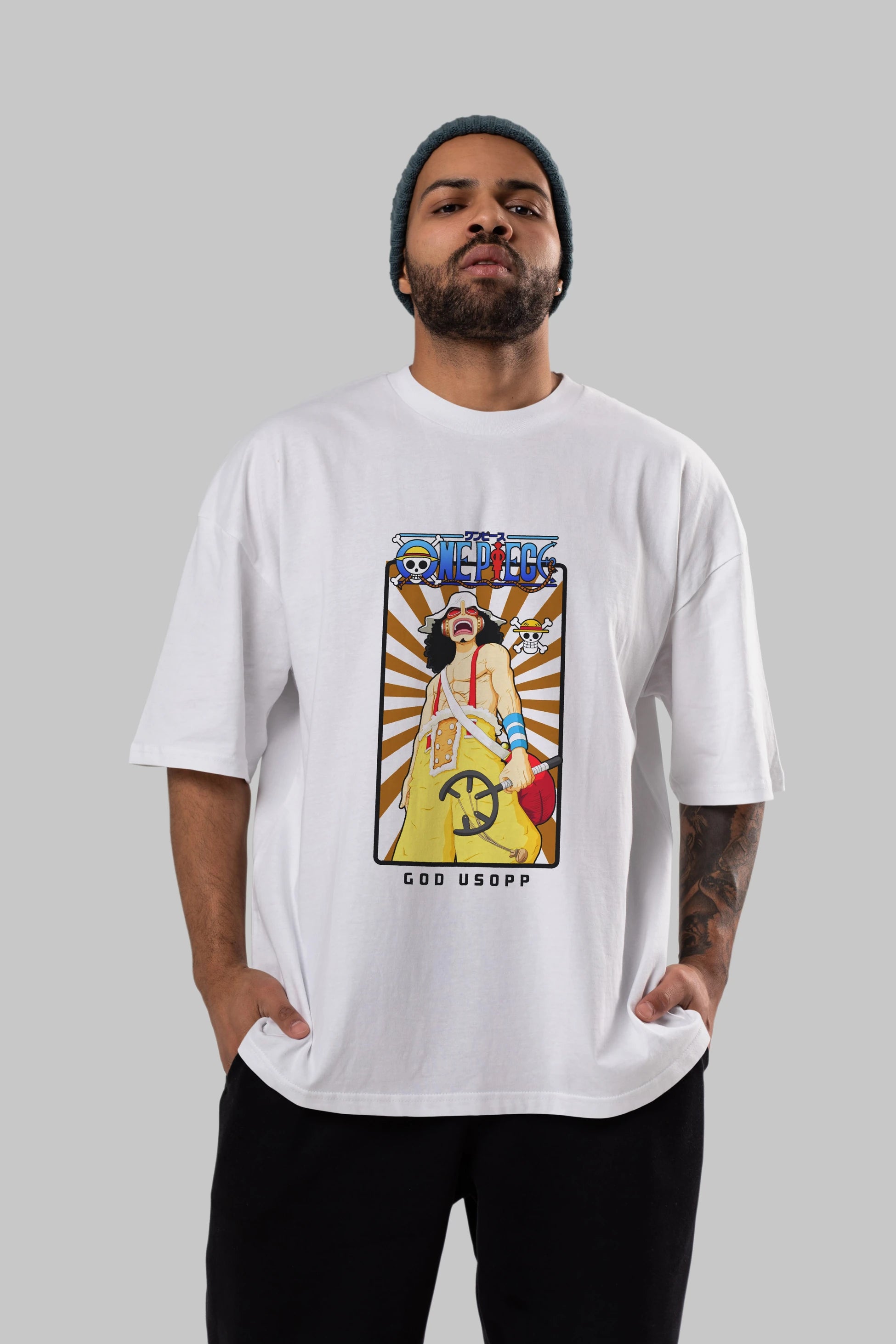 Usopp Anime Ön Baskılı Oversize t-shirt Erkek Kadın Unisex