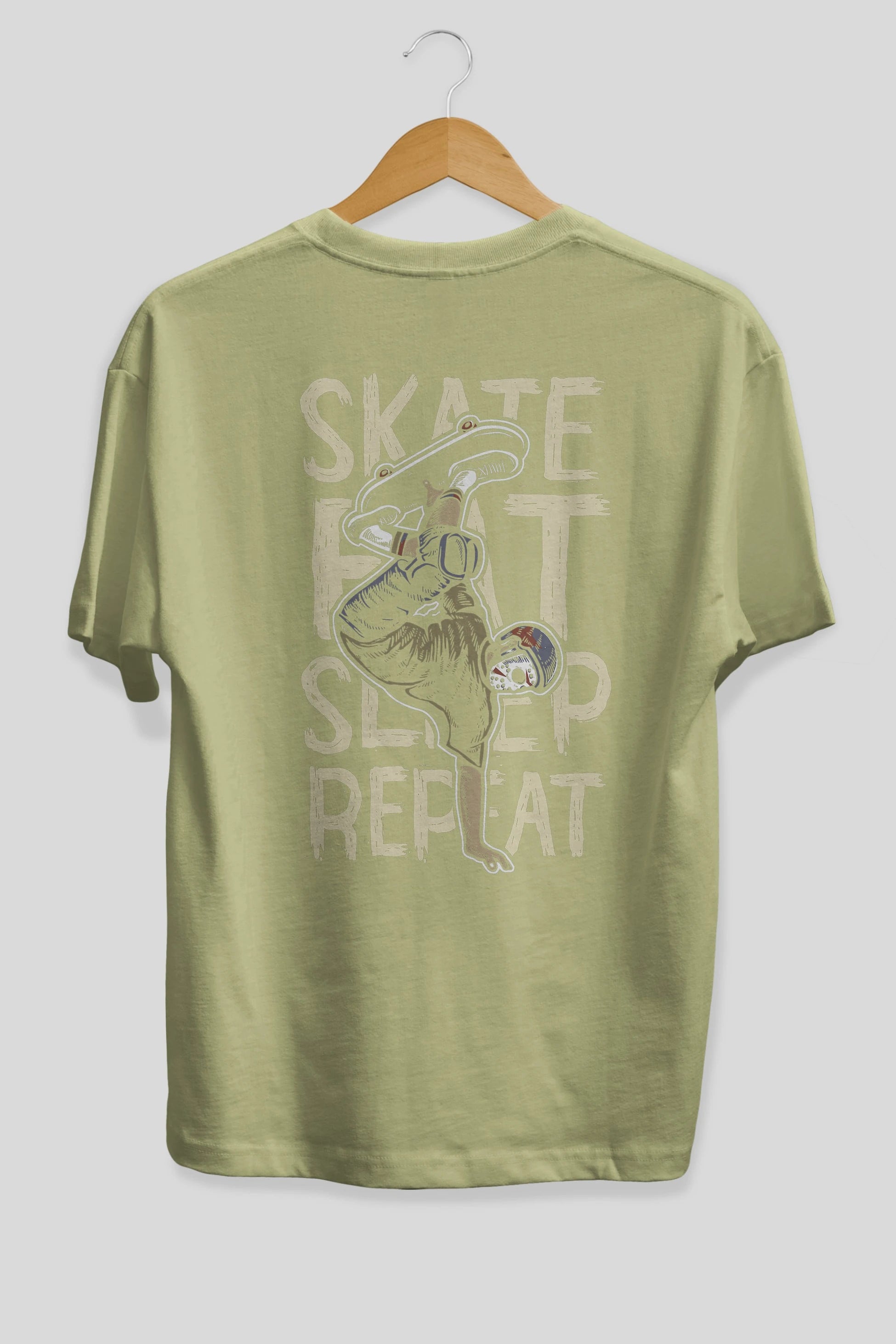 Skate Eat Sleep Repeat Arka Baskılı Oversize t-shirt Erkek Kadın Unisex %100 Pamuk