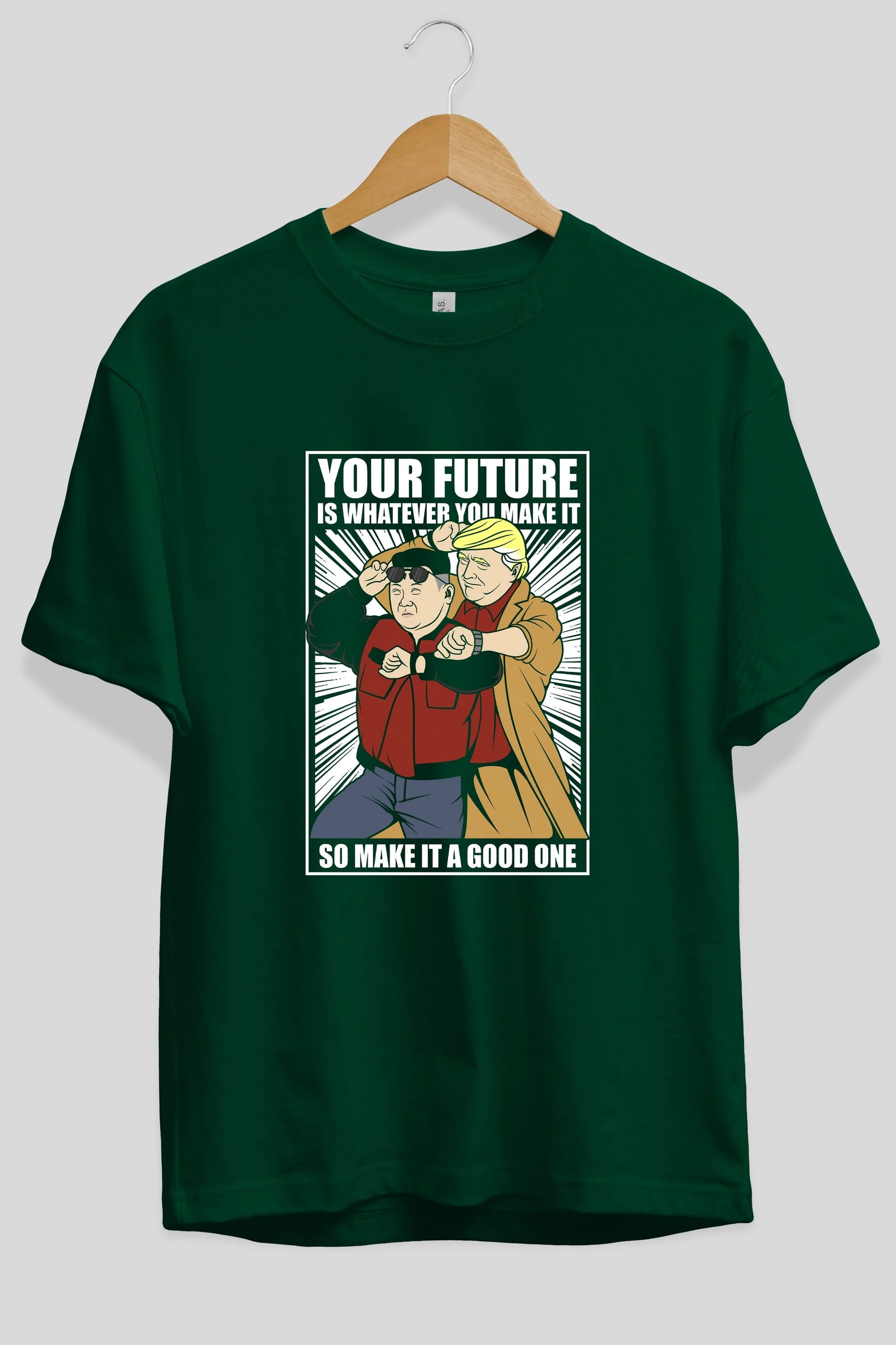 Back To The Future Jong Un Trump Ön Baskılı Oversize t-shirt Erkek Kadın Unisex %100 Pamuk tişort