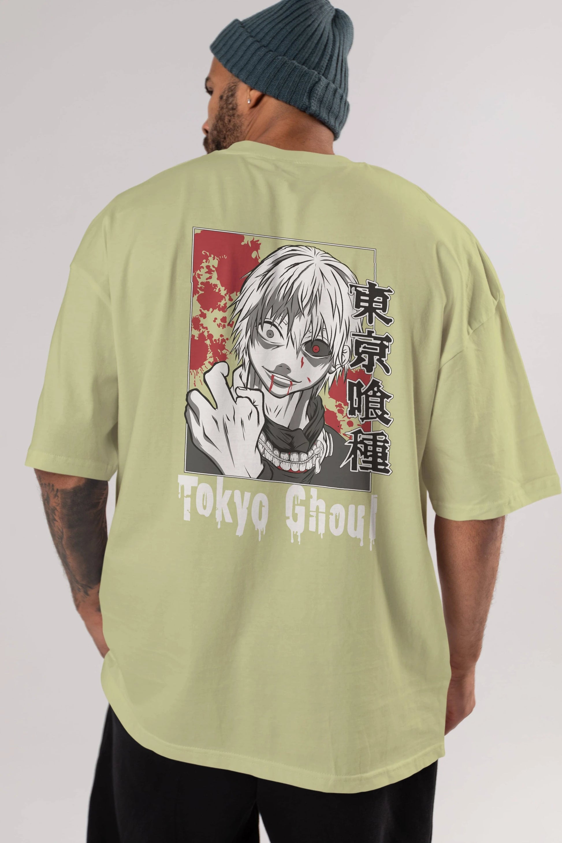 Kaneki Ken TOKYO GHOUL Anime Arka Baskılı Oversize t-shirt Erkek Kadın Unisex