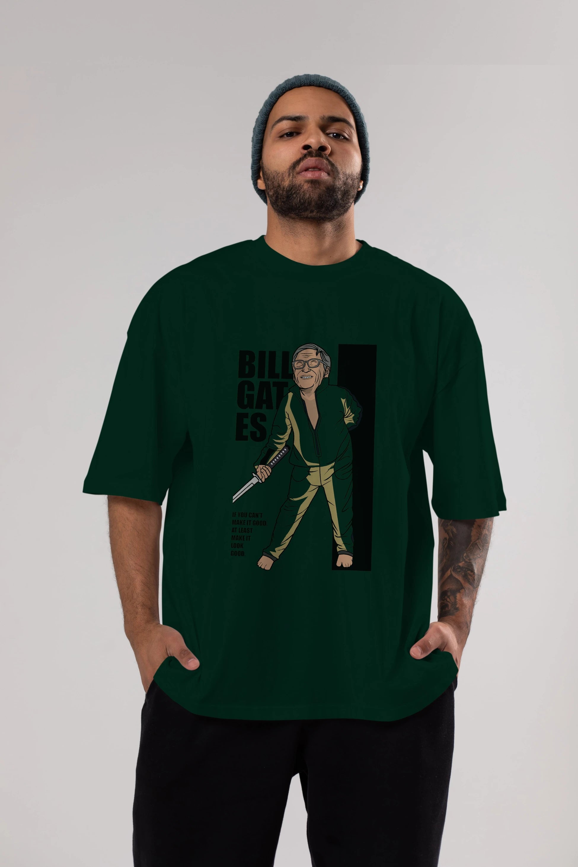 Bill Gates Ön Baskılı Oversize t-shirt Erkek Kadın Unisex %100 Pamuk tişort
