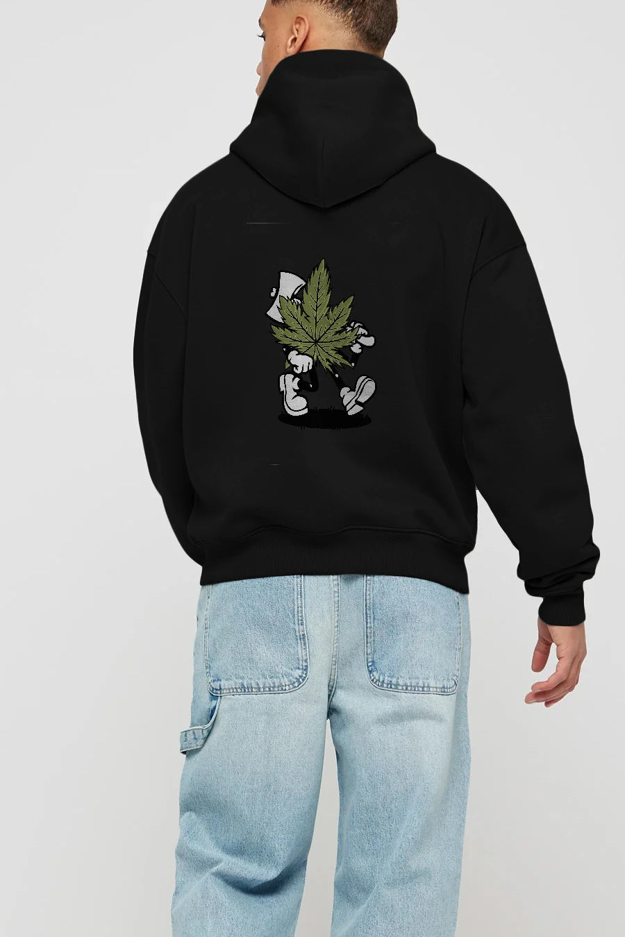 Weed Arka Baskılı Hoodie Oversize Kapüşonlu Sweatshirt Erkek Kadın Unisex