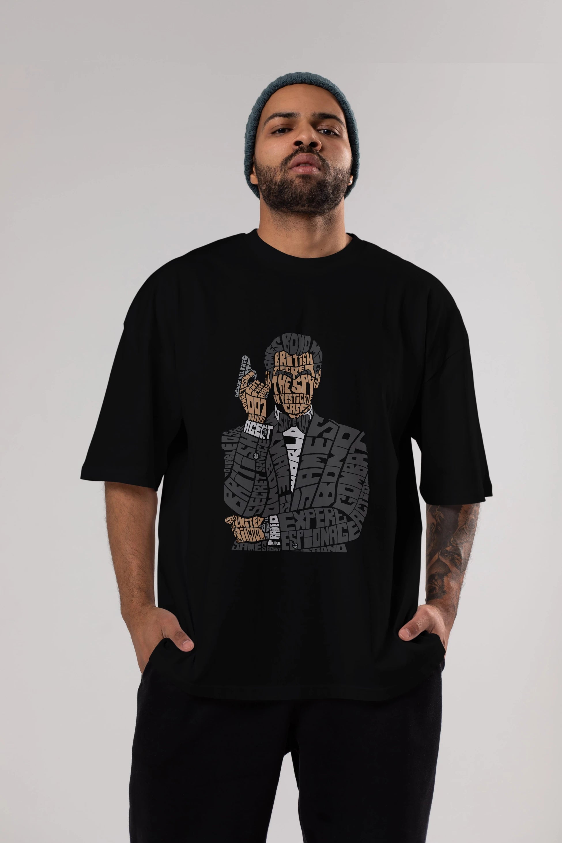James Bond Ön Baskılı Oversize t-shirt %100 pamuk Erkek Kadın Unisex