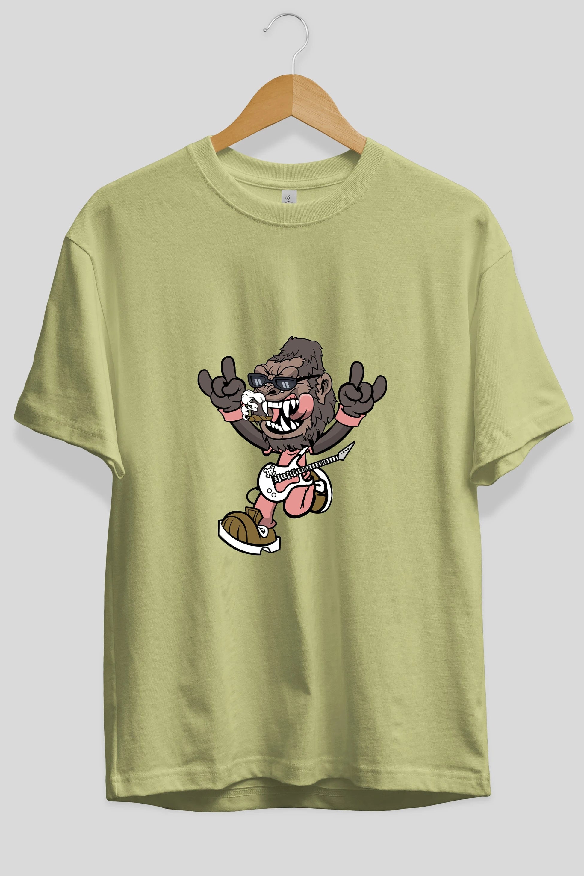 Gorilla Metal Ön Baskılı Oversize t-shirt Erkek Kadın Unisex %100 Pamuk tişort