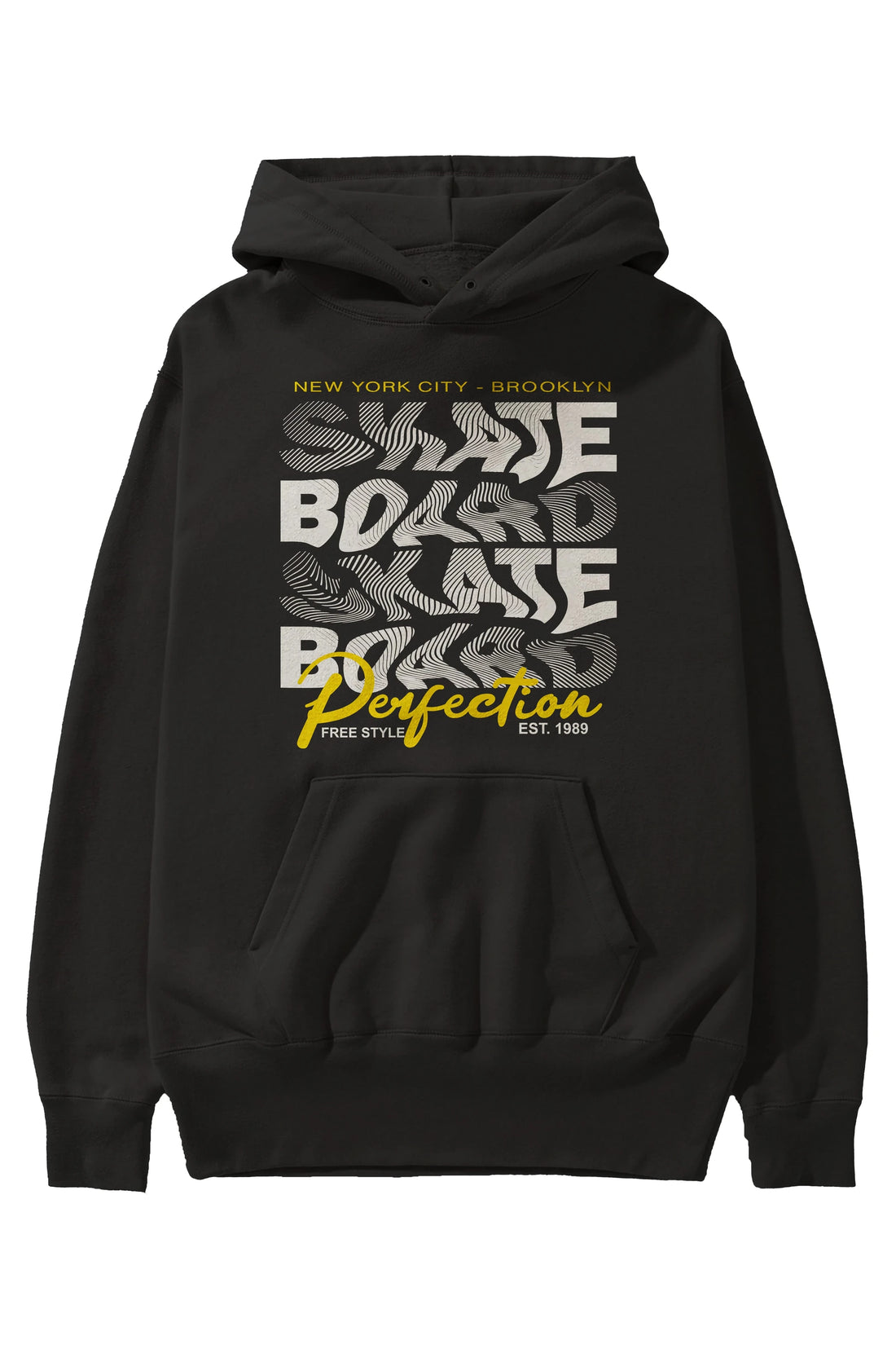 New York City and Brooklyn Ön Baskılı Hoodie Oversize Kapüşonlu Sweatshirt Erkek Kadın Unisex