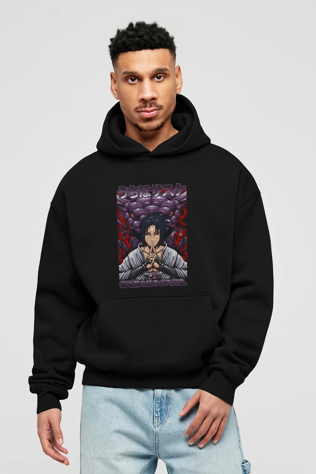 NARUTO SASUKE UCHIHA Anime Ön Baskılı Hoodie Oversize Kapüşonlu Sweatshirt Erkek Kadın Unisex