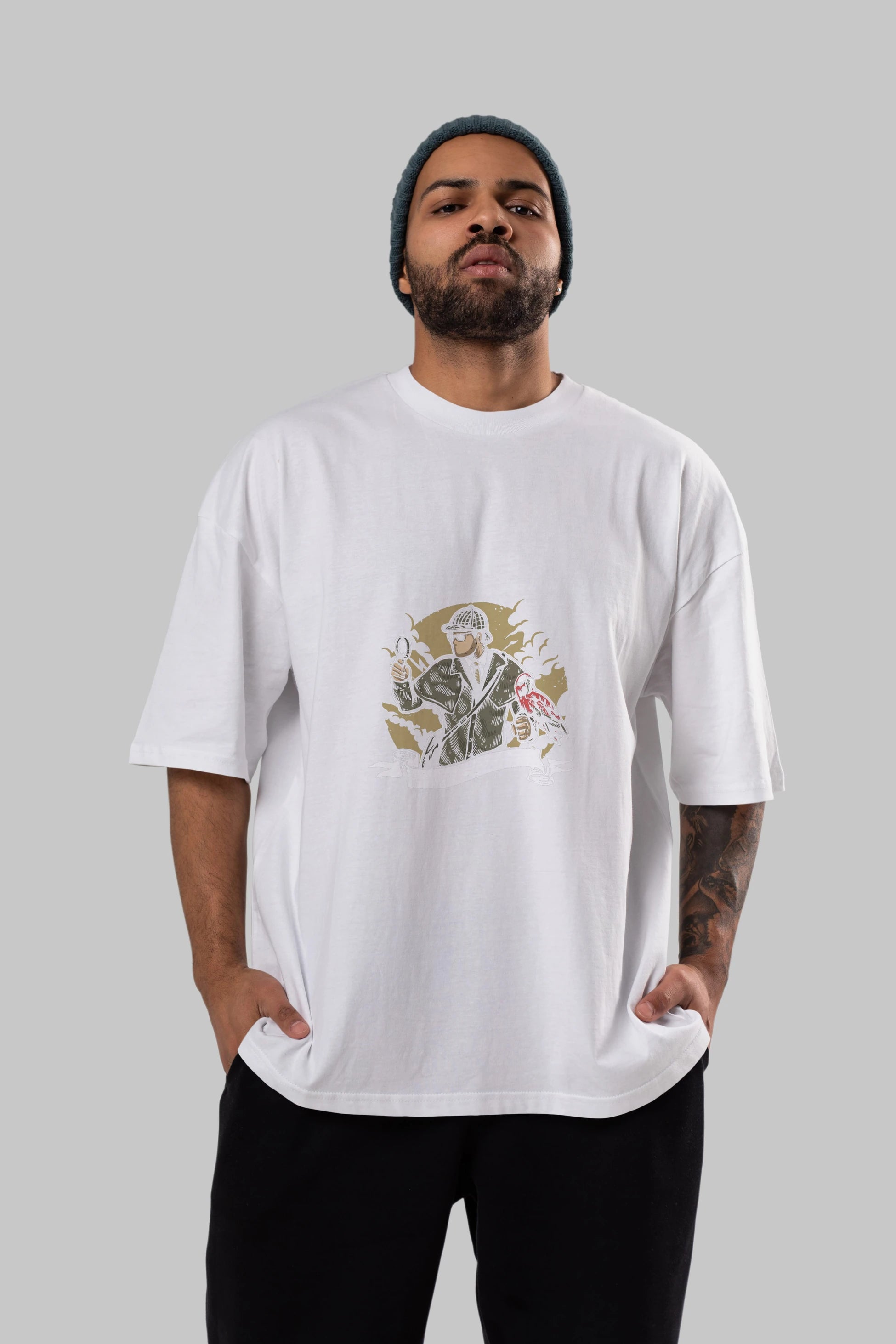 Sherlock Holmes Ön Baskılı Oversize t-shirt Erkek Kadın Unisex %100 Pamuk tişort