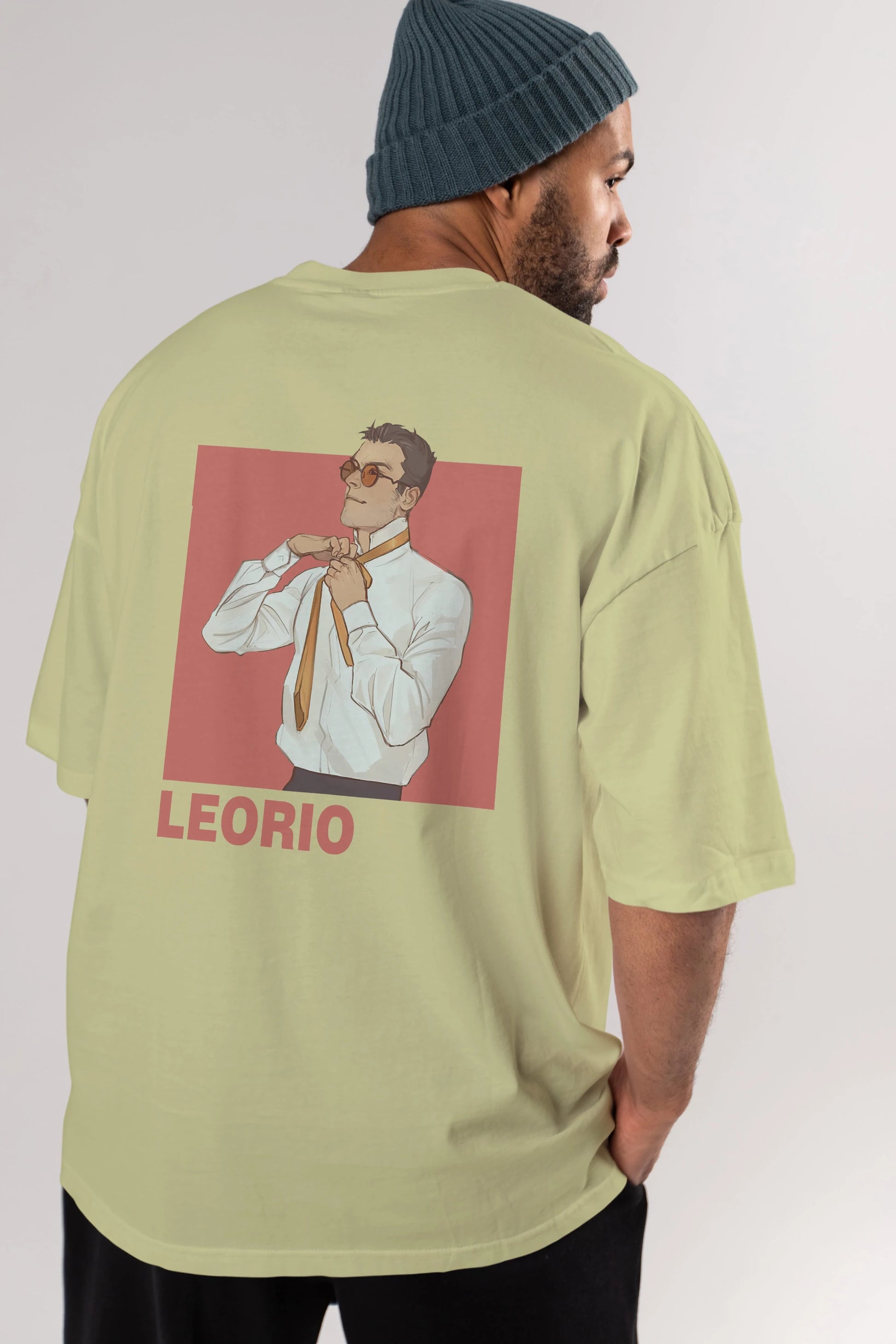 Leorio Paladiknight 5 Anime Arka Baskılı Oversize t-shirt Erkek Kadın Unisex
