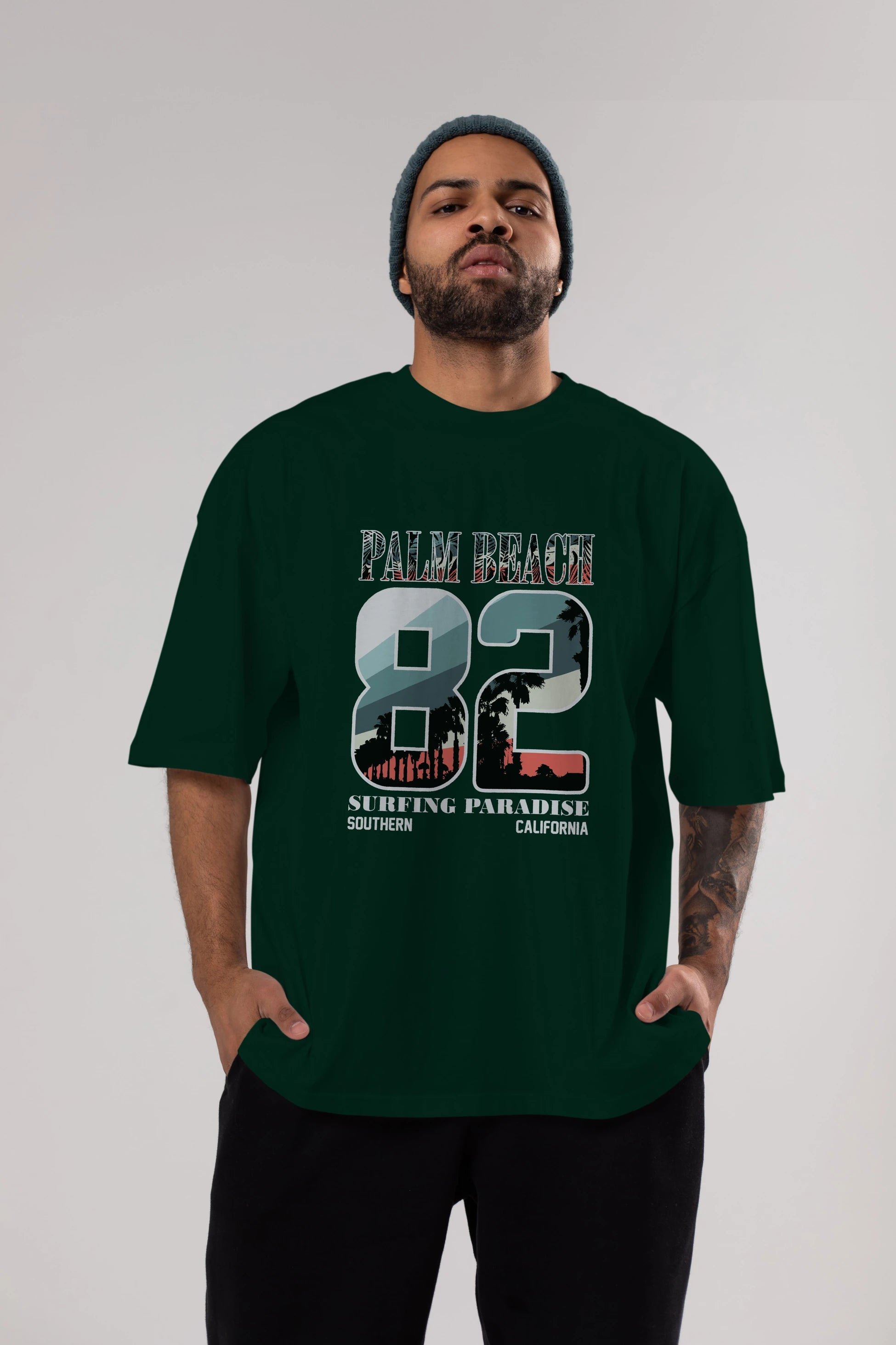Palm Beach 82 Ön Baskılı Oversize t-shirt Erkek Kadın Unisex
