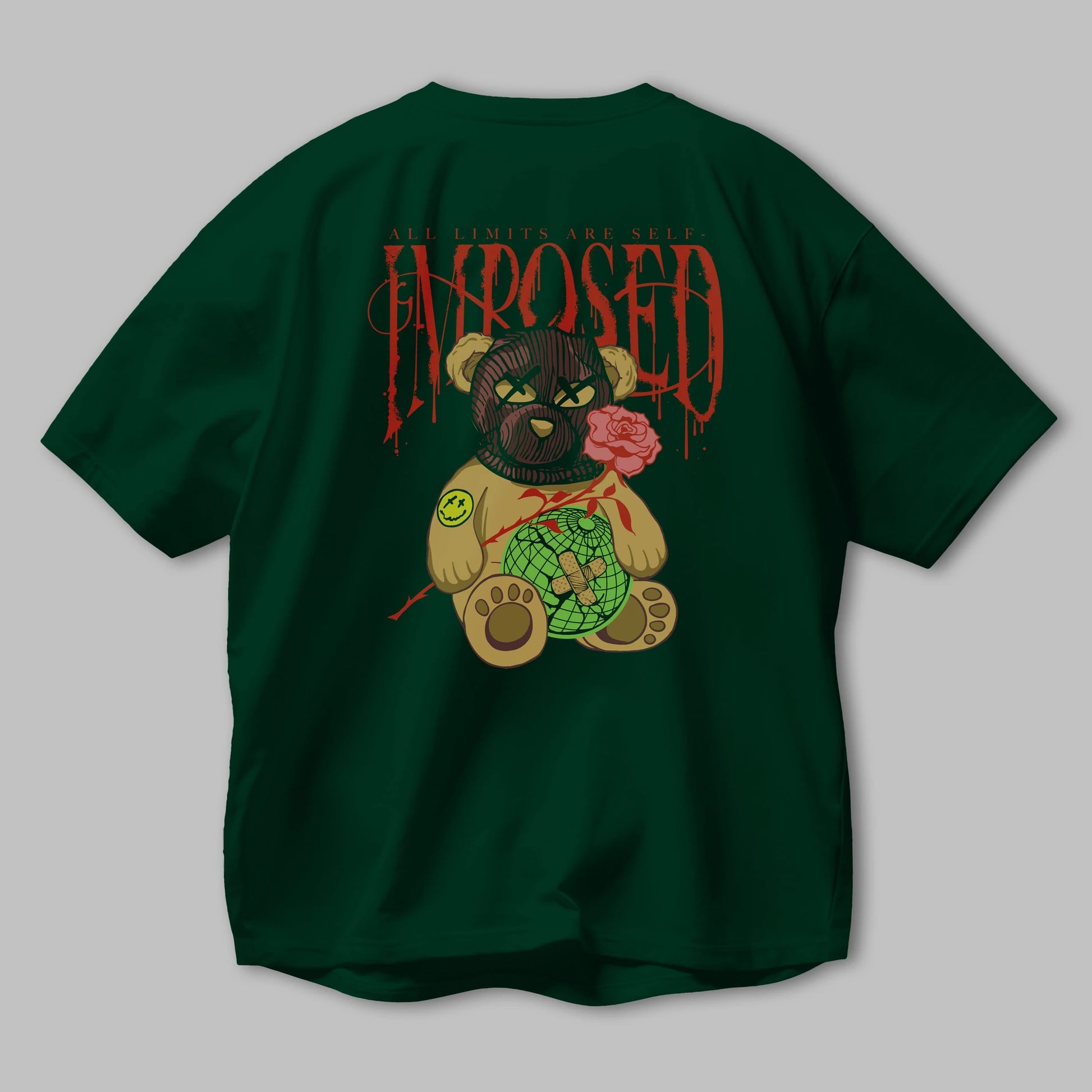 All Limits Bear Arka Baskılı Oversize t-shirt Erkek Kadın Unisex