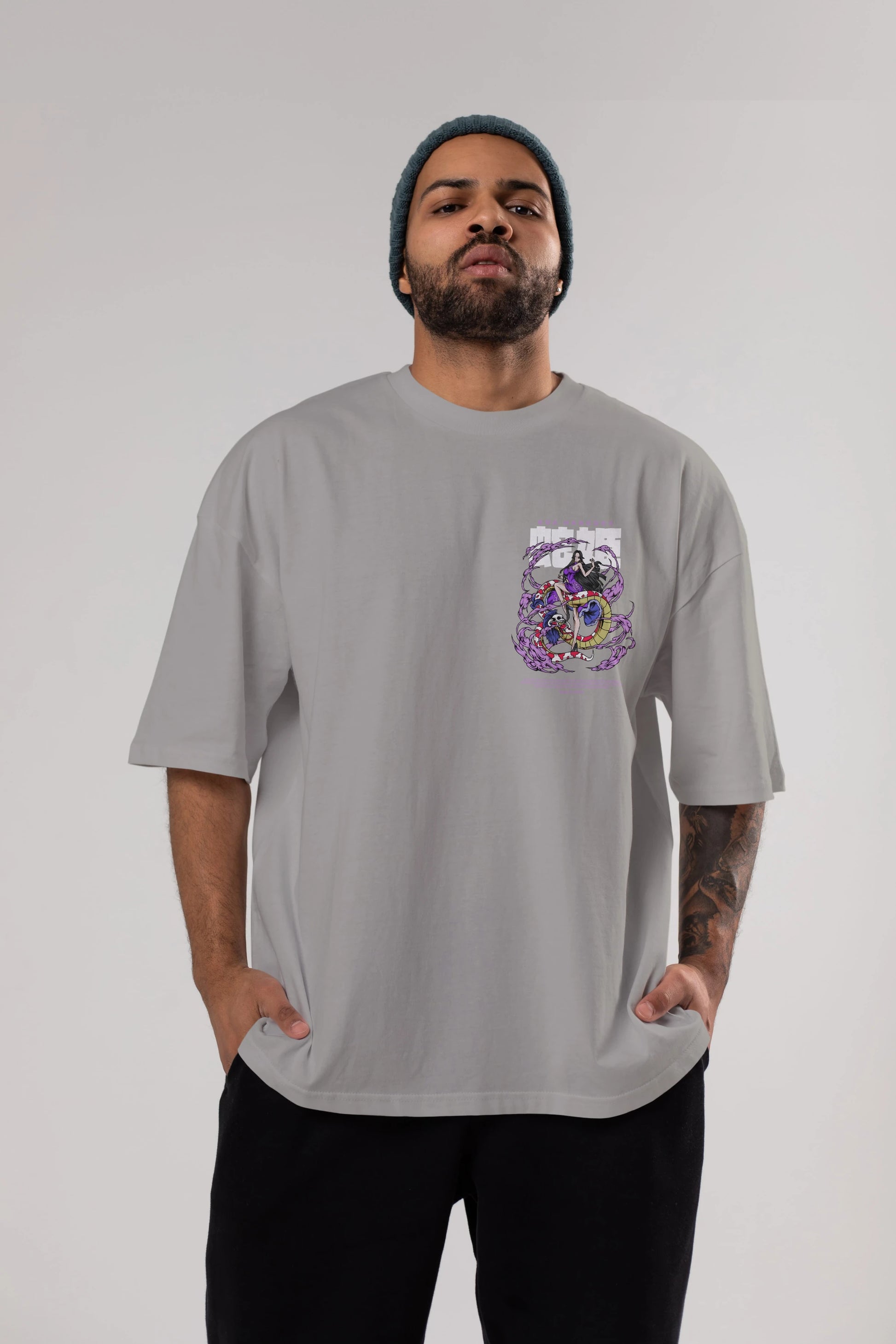 Boa Hancock Ön Sol Baskılı Oversize t-shirt Erkek Kadın Unisex %100 Pamuk Bisiklet Yaka tişort