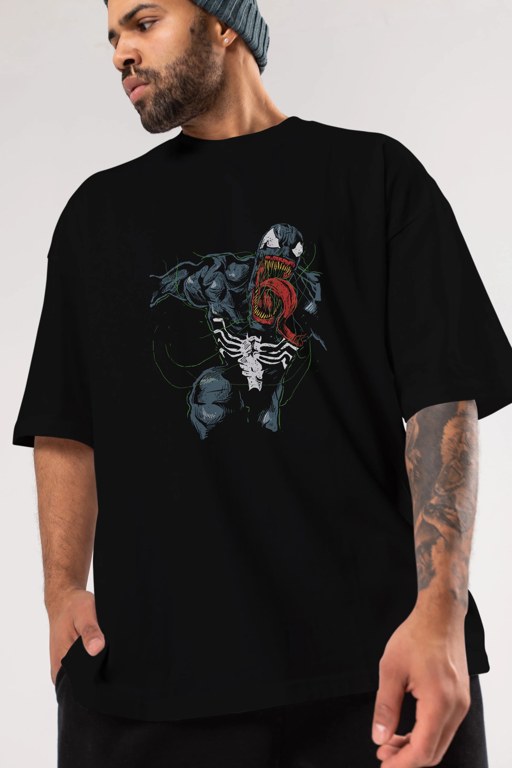 Venom (6) Ön Baskılı Oversize t-shirt Erkek Kadın Unisex %100 Pamuk Bisiklet Yaka tişort
