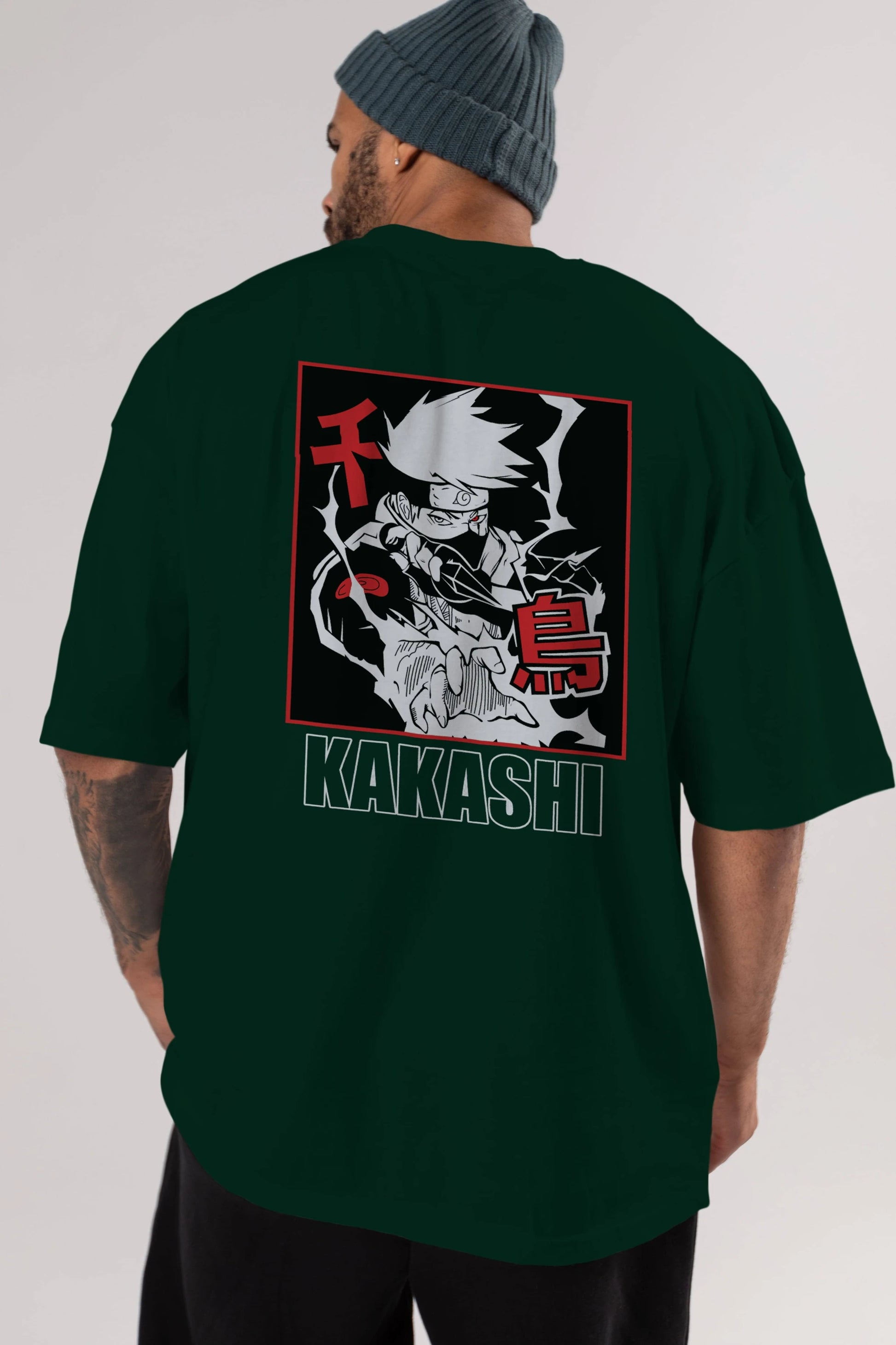 KAKASHI HATAKE NARUTO Anime Arka Baskılı Oversize t-shirt Erkek Kadın Unisex