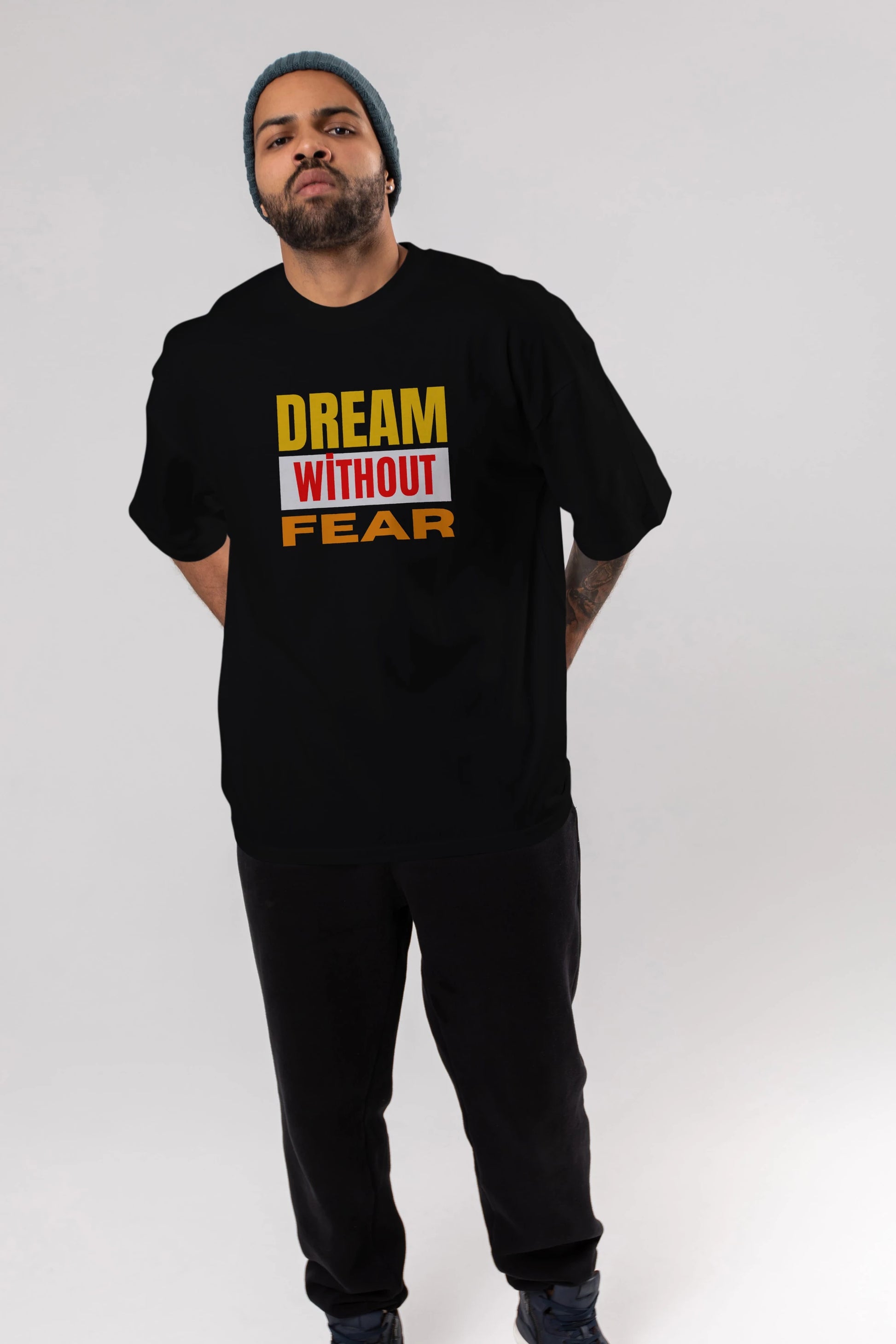 Dream Without Fear Ön Baskılı Oversize t-shirt Erkek Kadın Unisex