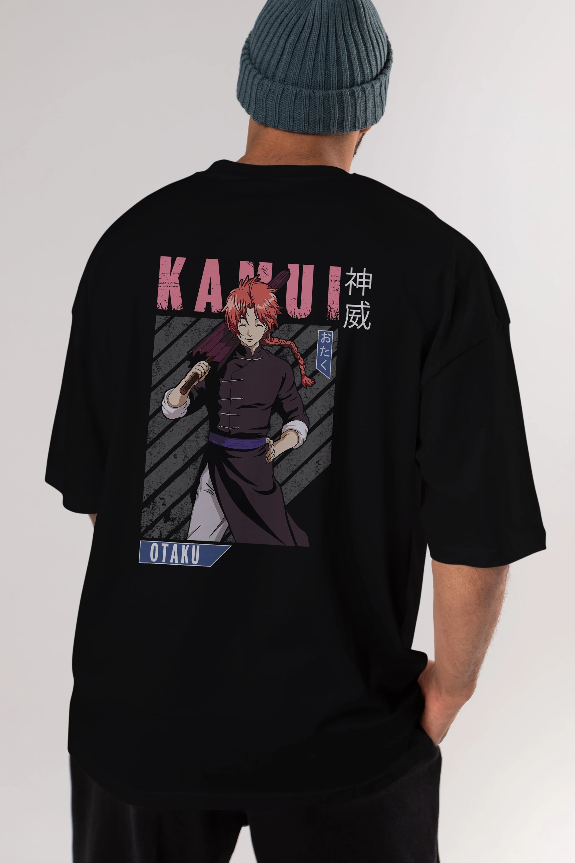 Kamui GINTAMA 1 Anime Arka Baskılı Oversize t-shirt Erkek Kadın Unisex