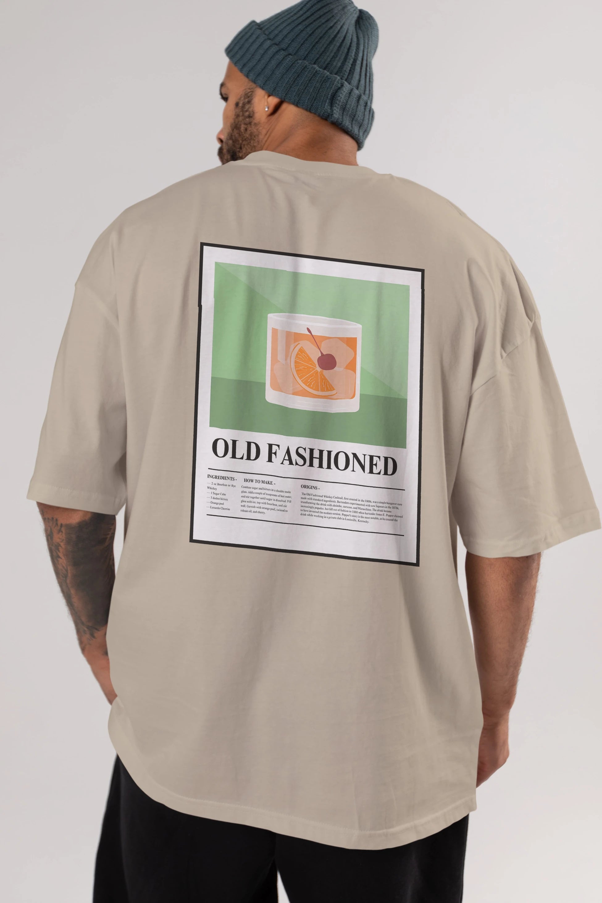 Old Fashioned Arka Baskılı Oversize t-shirt Erkek Kadın Unisex %100 Pamuk Bisiklet Yaka tişort