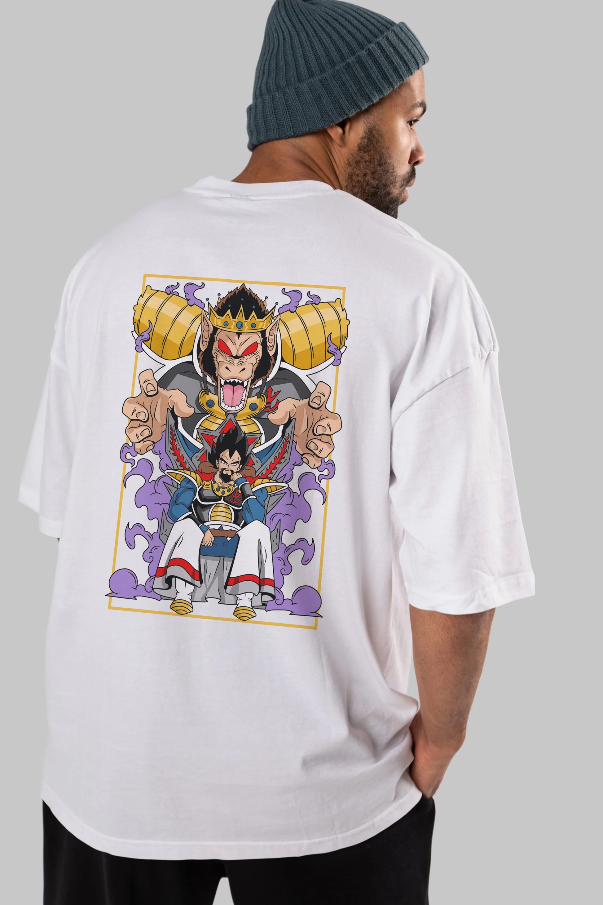 DragonBall ReyVegeta Anime Arka Baskılı Oversize t-shirt Erkek Kadın Unisex