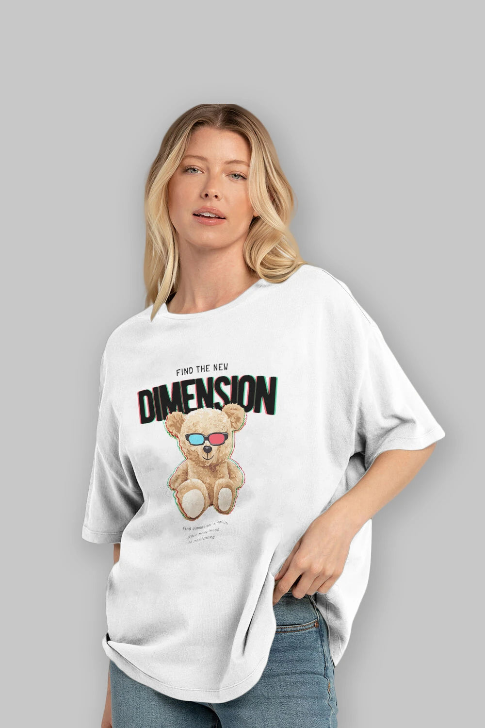 Teddy Bear Dimension Ön Baskılı Oversize t-shirt Erkek Kadın Unisex %100 Pamuk