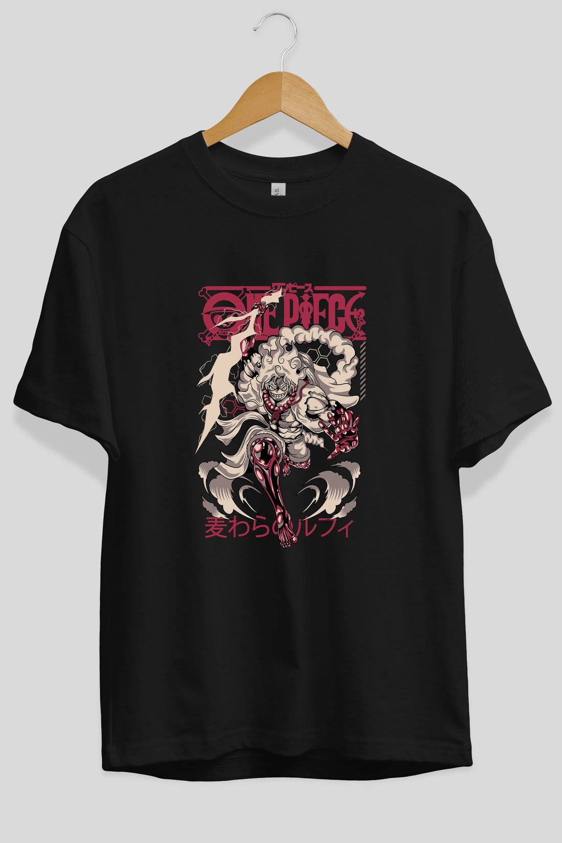 MONKEY D. LUFF-ONE PIECE 1 Anime Ön Baskılı Oversize t-shirt %100 pamuk Erkek Kadın Unisex