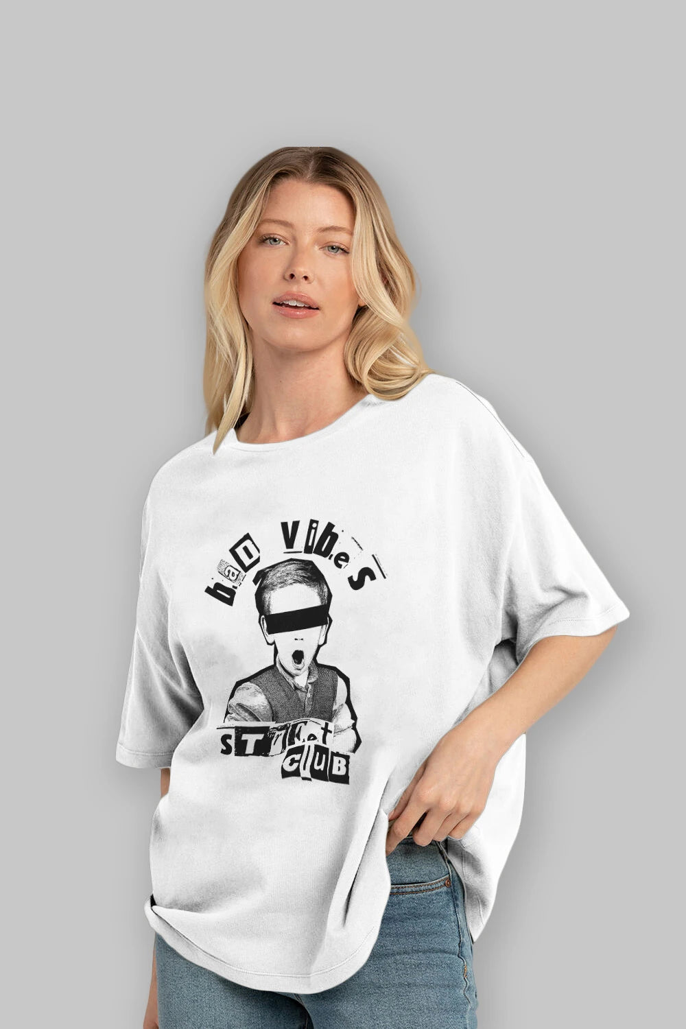 Bad Vibes Street Club Ön Baskılı Oversize t-shirt Erkek Kadın Unisex