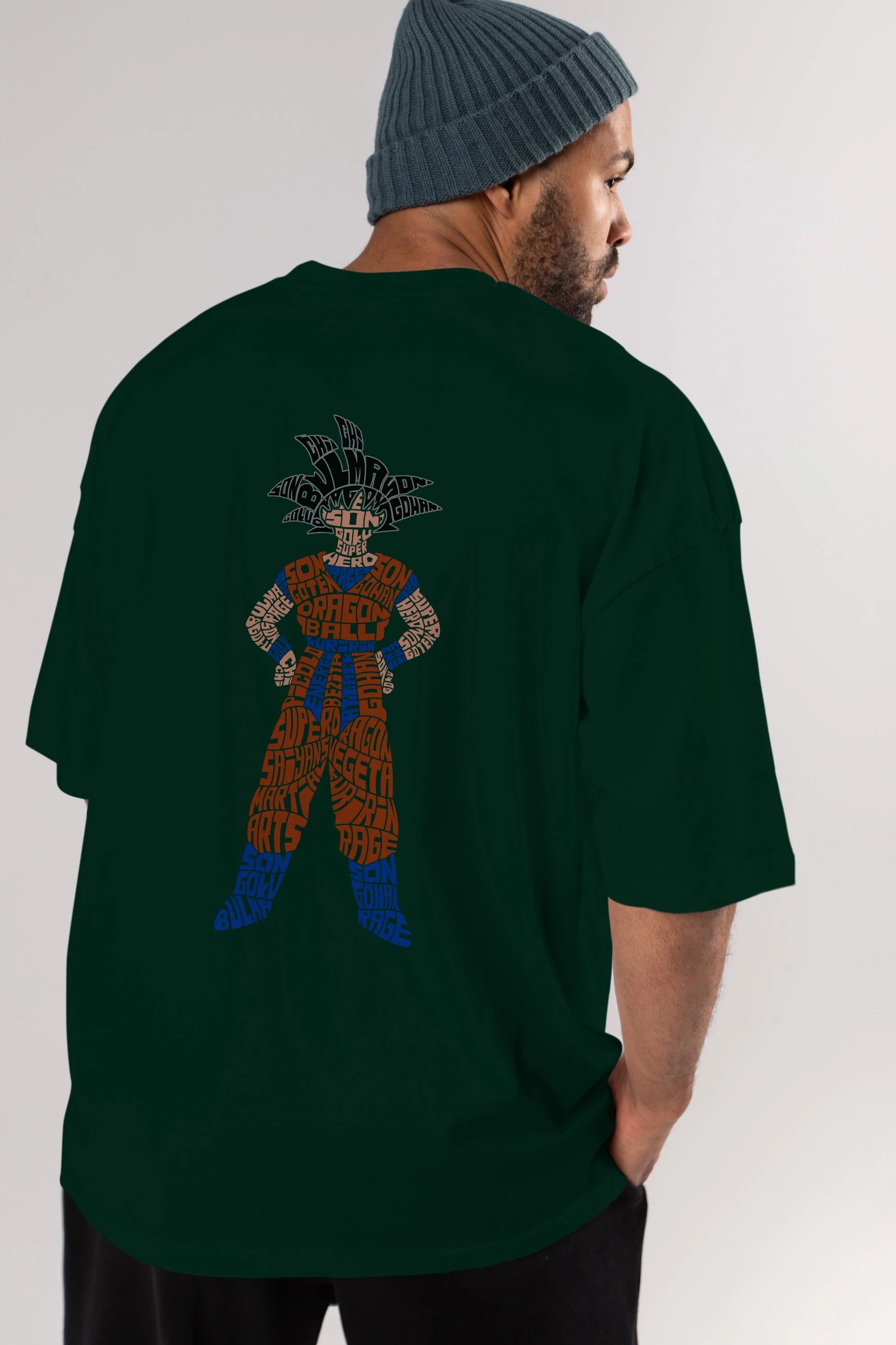 Goku Arka Baskılı Oversize t-shirt %100 pamuk Erkek Kadın Unisex