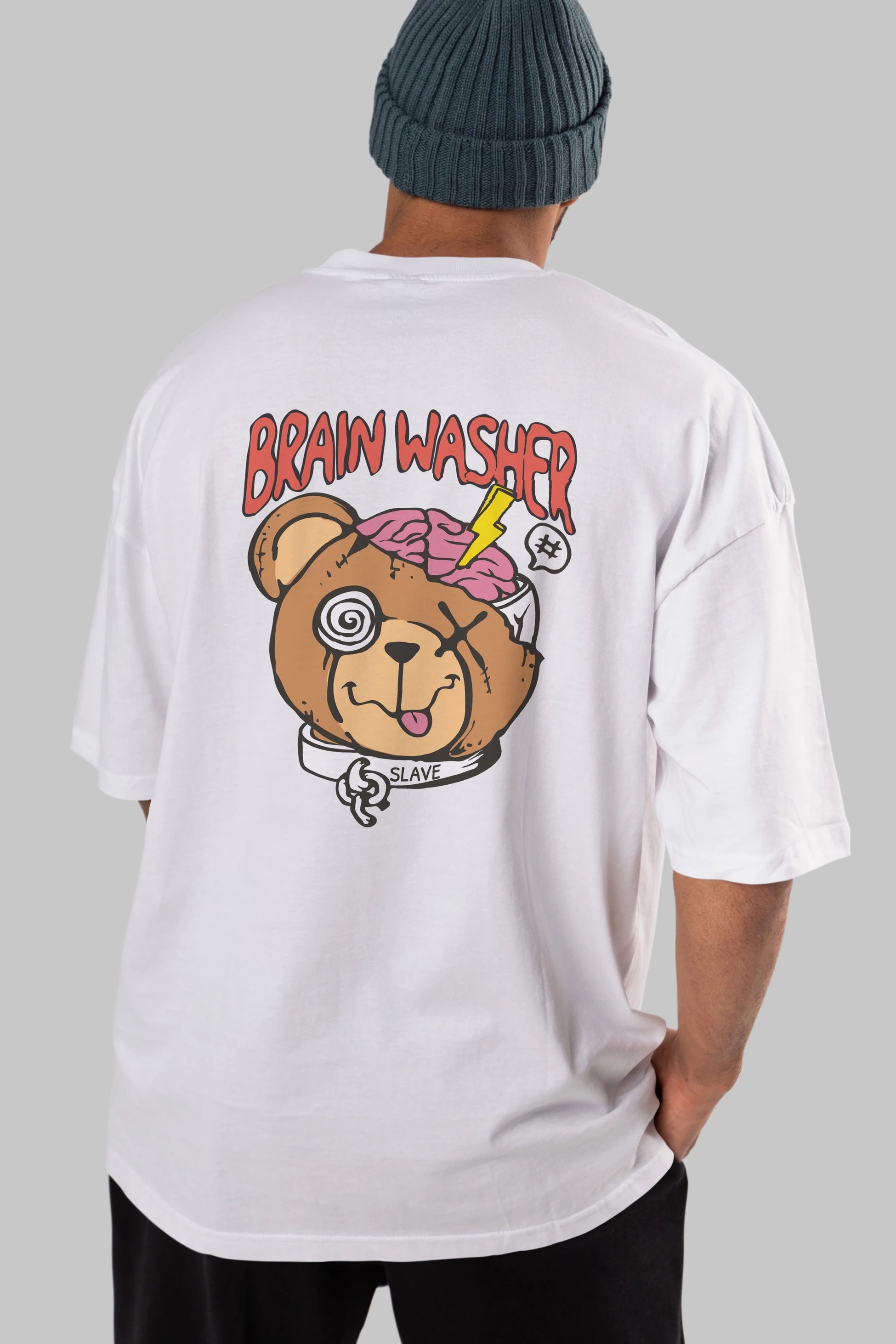 Brain Washer Arka Baskılı Oversize t-shirt Erkek Kadın Unisex