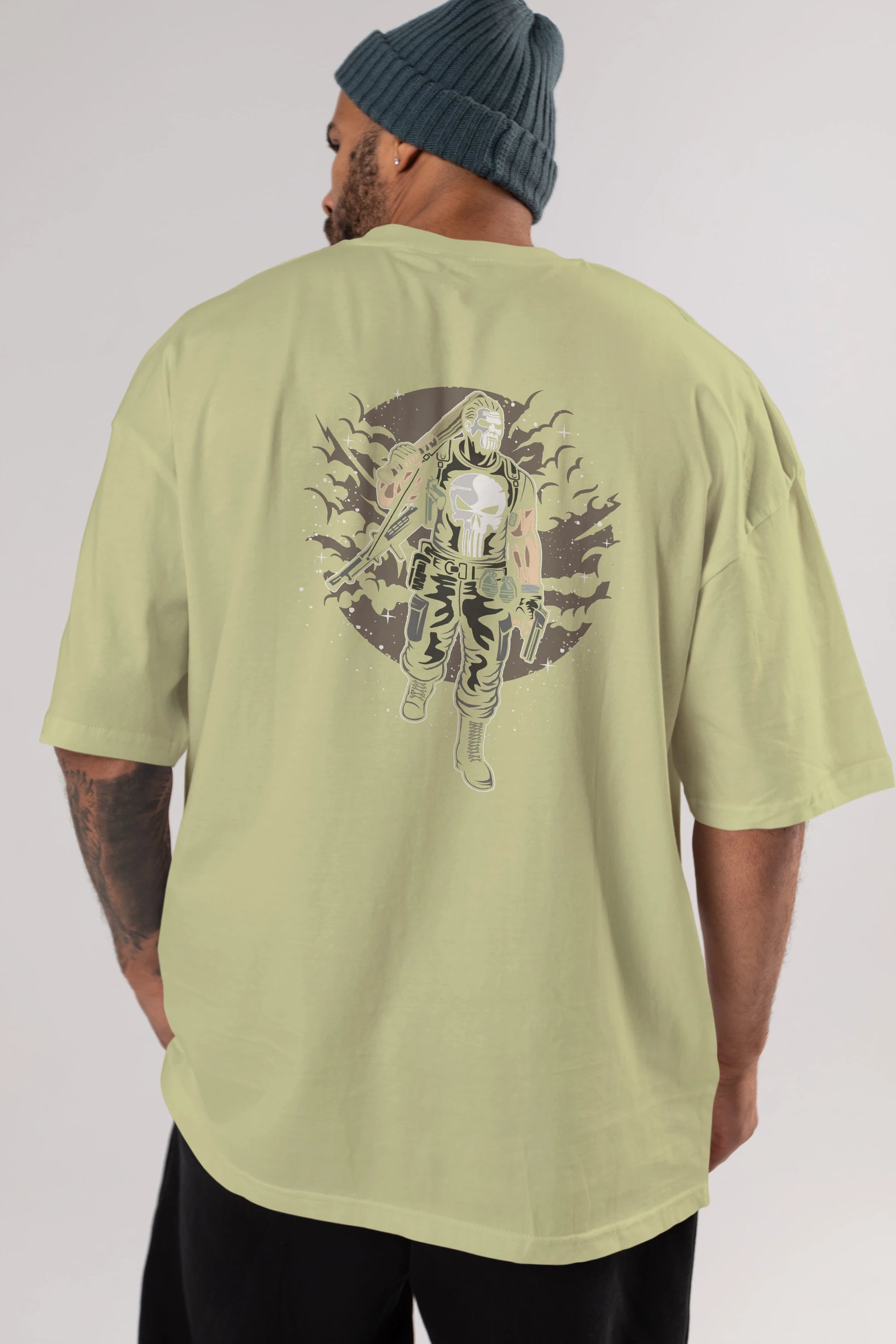 Punisher Arka Baskılı Oversize t-shirt Erkek Kadın Unisex %100 Pamuk