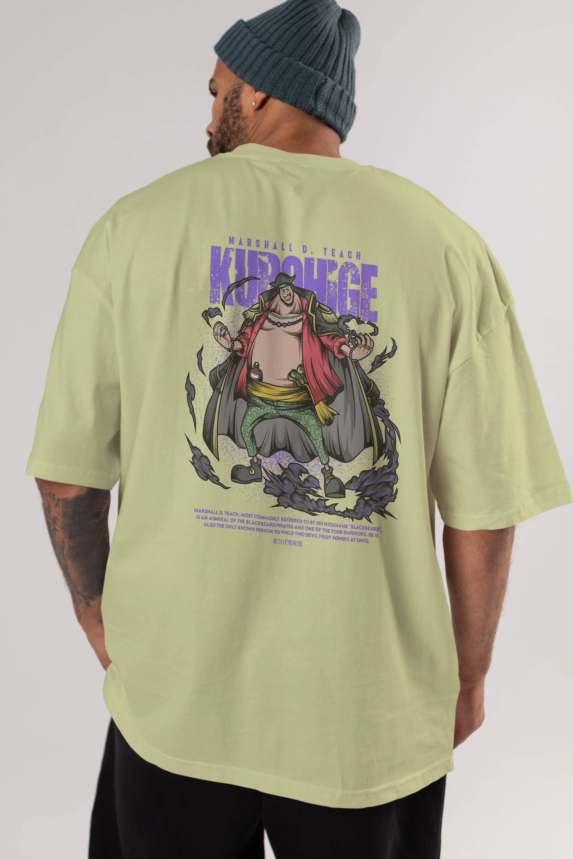 Marshall D. Teach Anime Arka Baskılı Oversize t-shirt Erkek Kadın Unisex