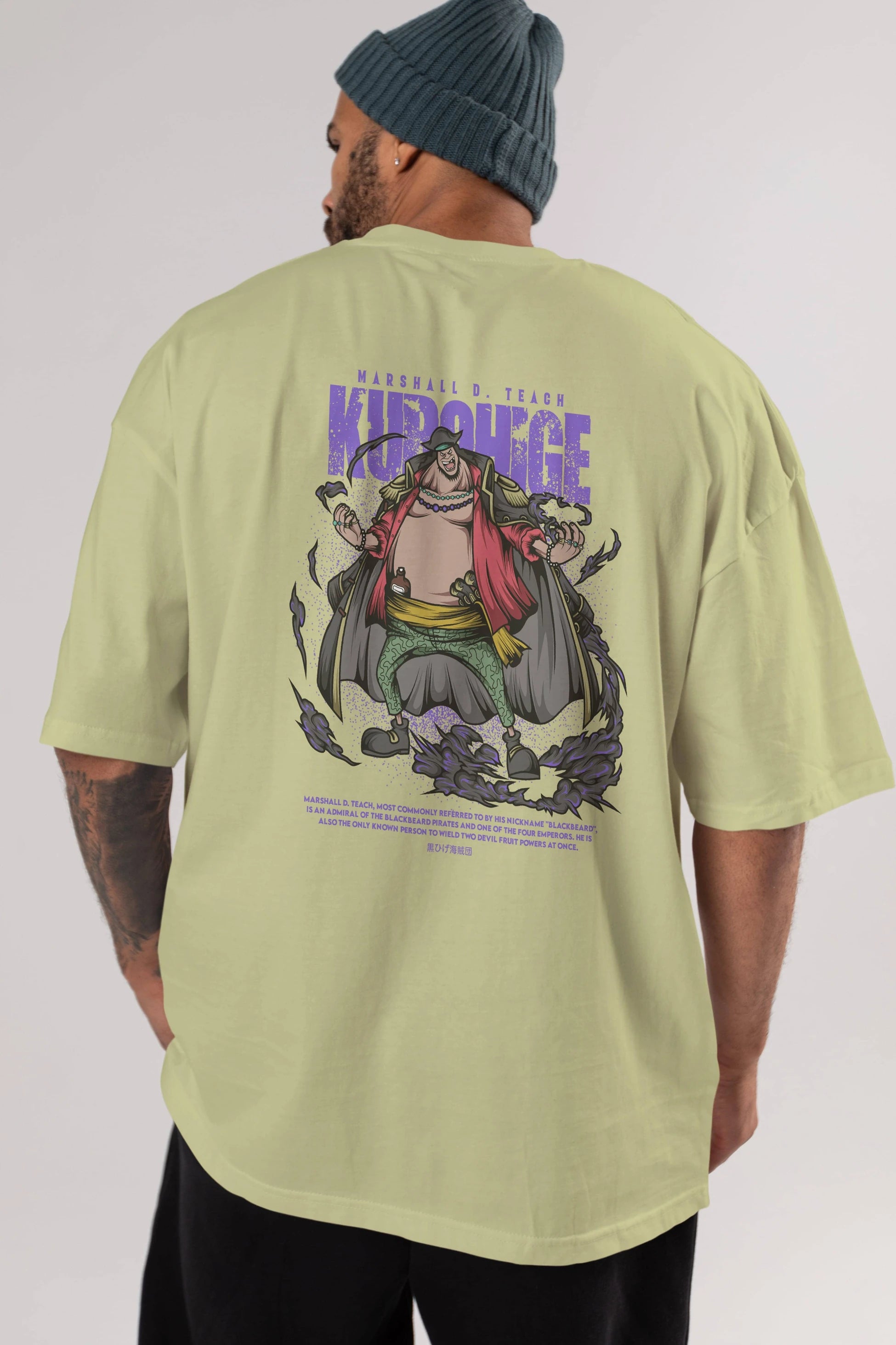 Marshall D. Teach Anime Arka Baskılı Oversize t-shirt Erkek Kadın Unisex