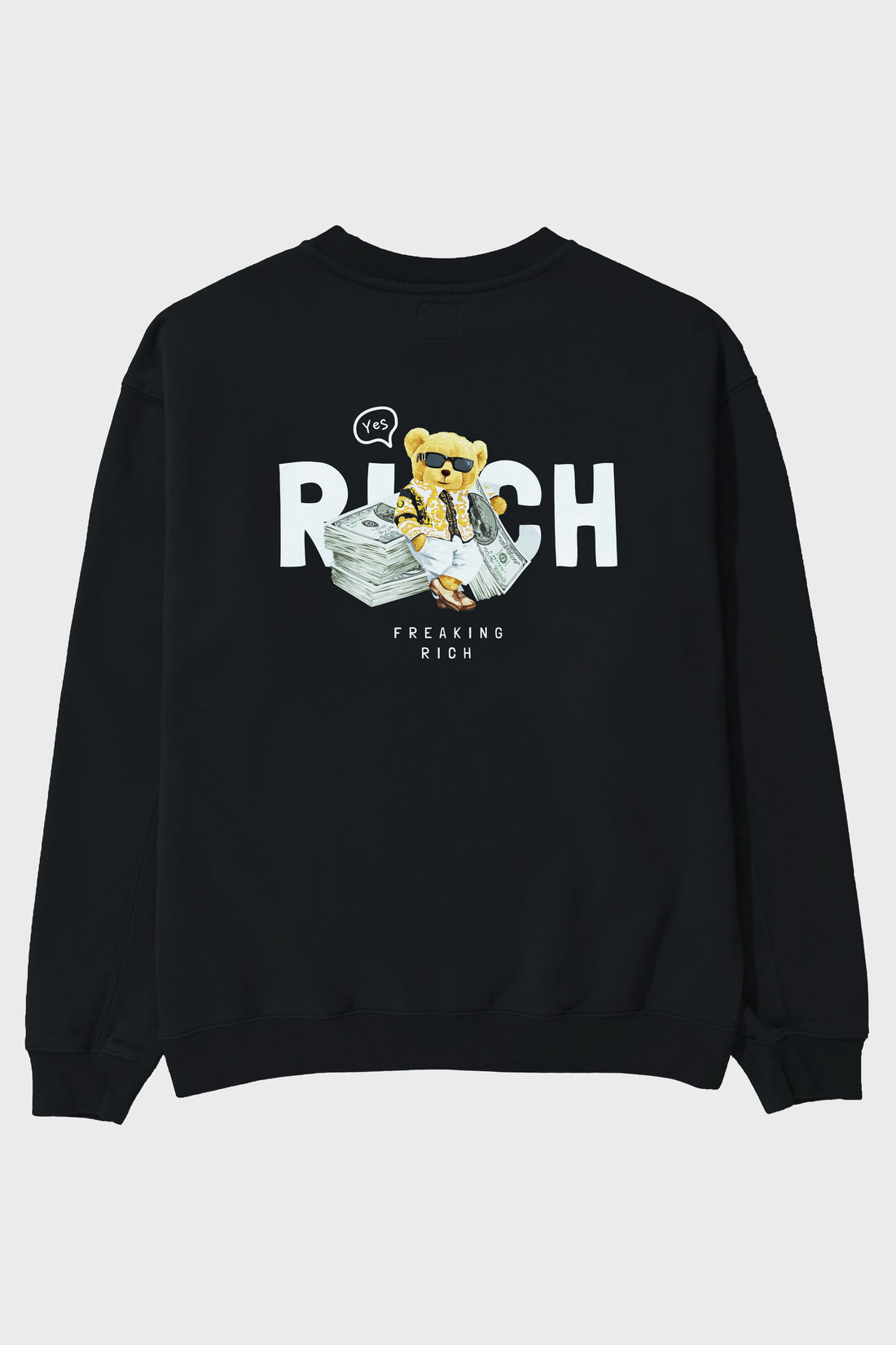 Teddy Bear Freakıng Rich Arka Baskılı Oversize Sweatshirt Erkek Kadın Unisex