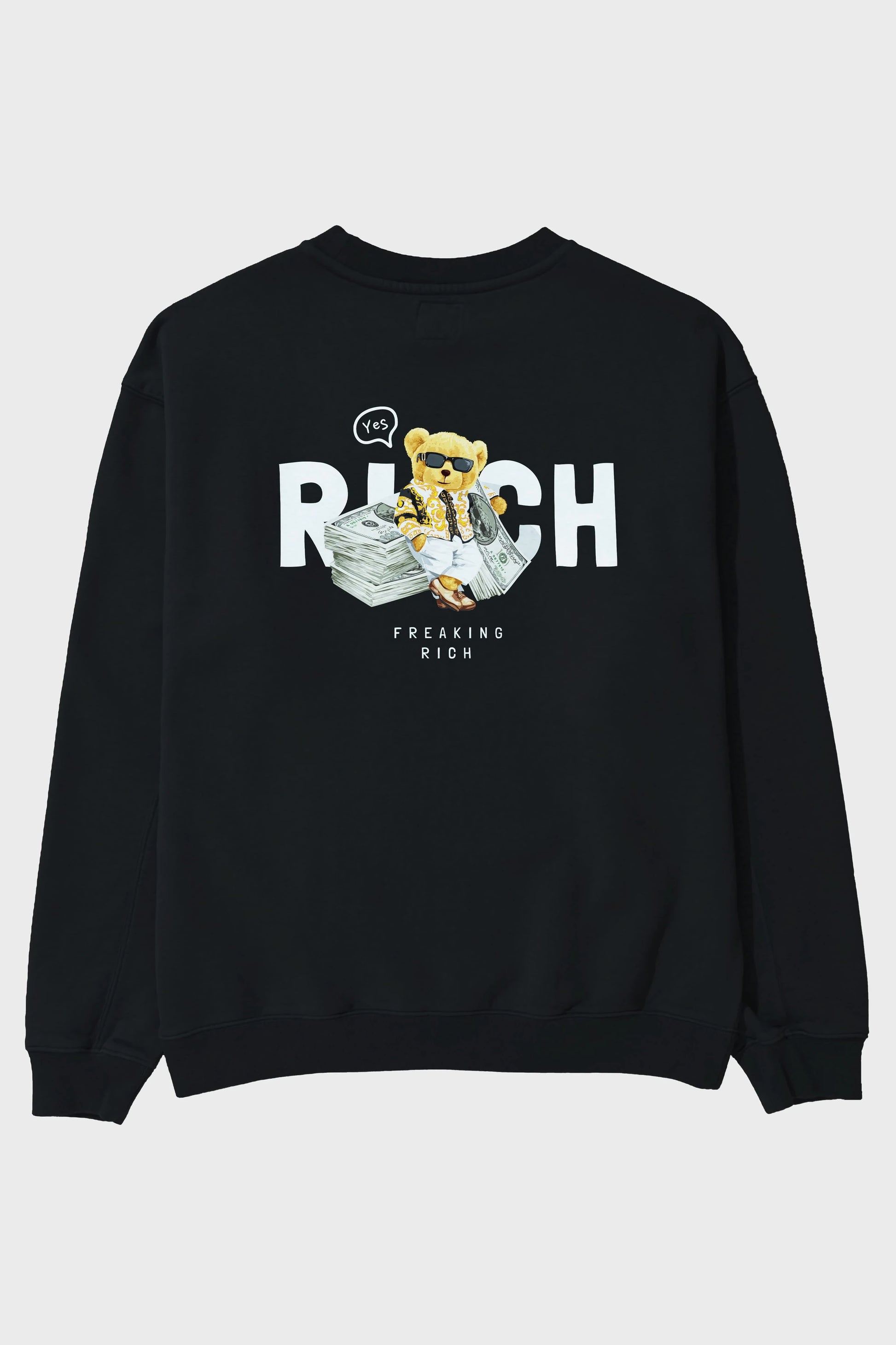 Teddy Bear Freakıng Rich Arka Baskılı Oversize Sweatshirt Erkek Kadın Unisex