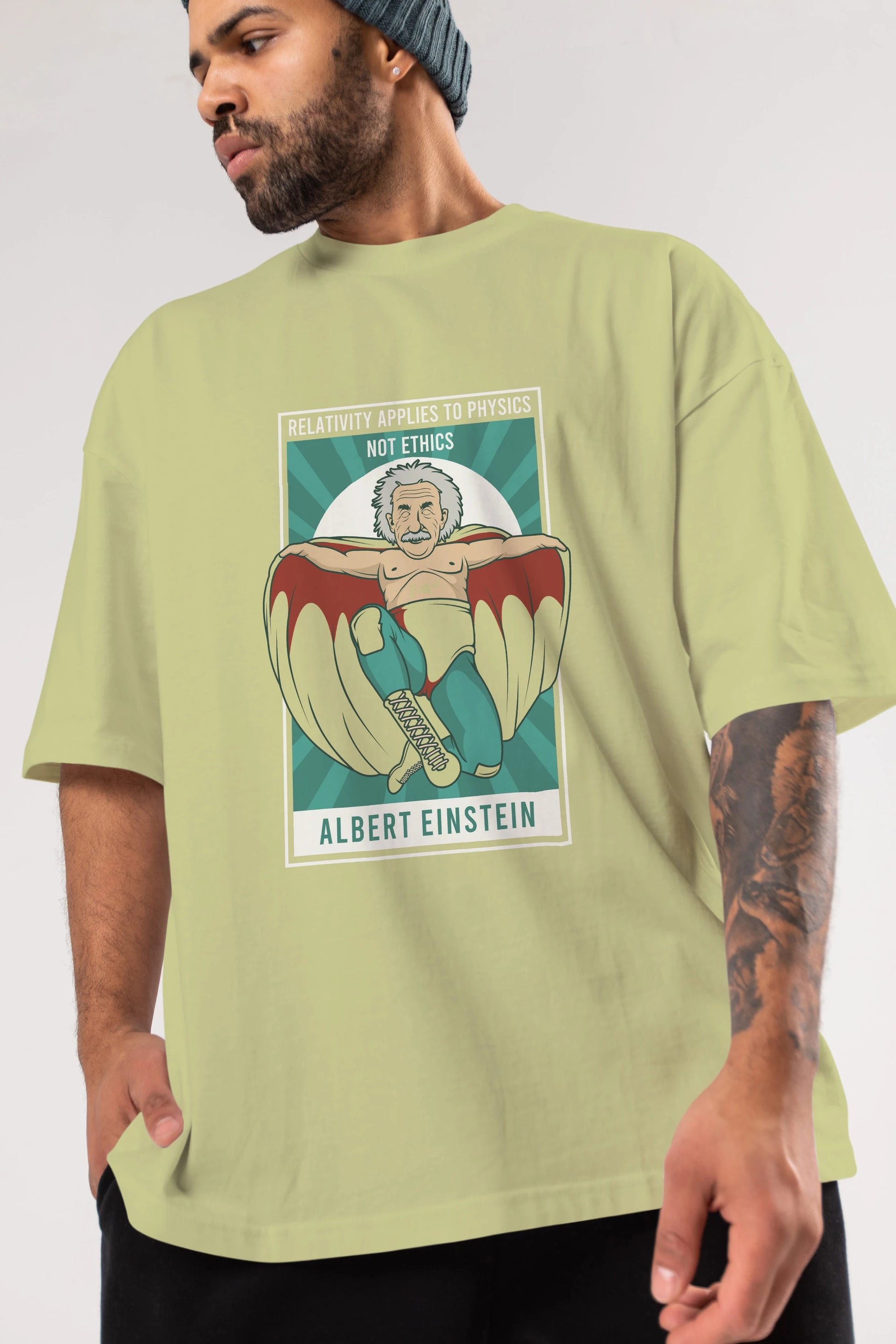 Nacho Libre Einstein Ön Baskılı Oversize t-shirt Erkek Kadın Unisex %100 Pamuk tişort