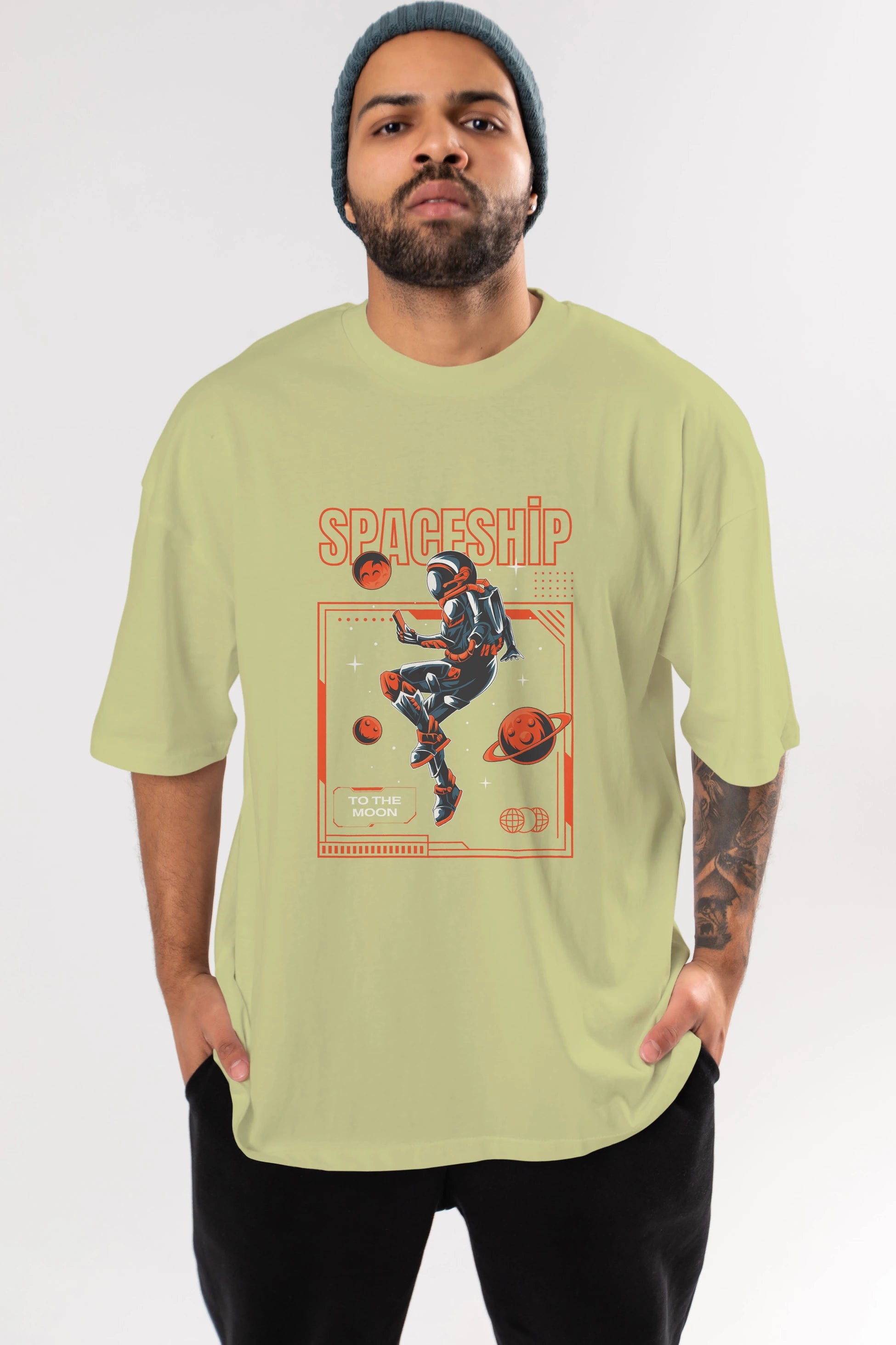Spaceship Ön Baskılı Oversize t-shirt Erkek Kadın Unisex