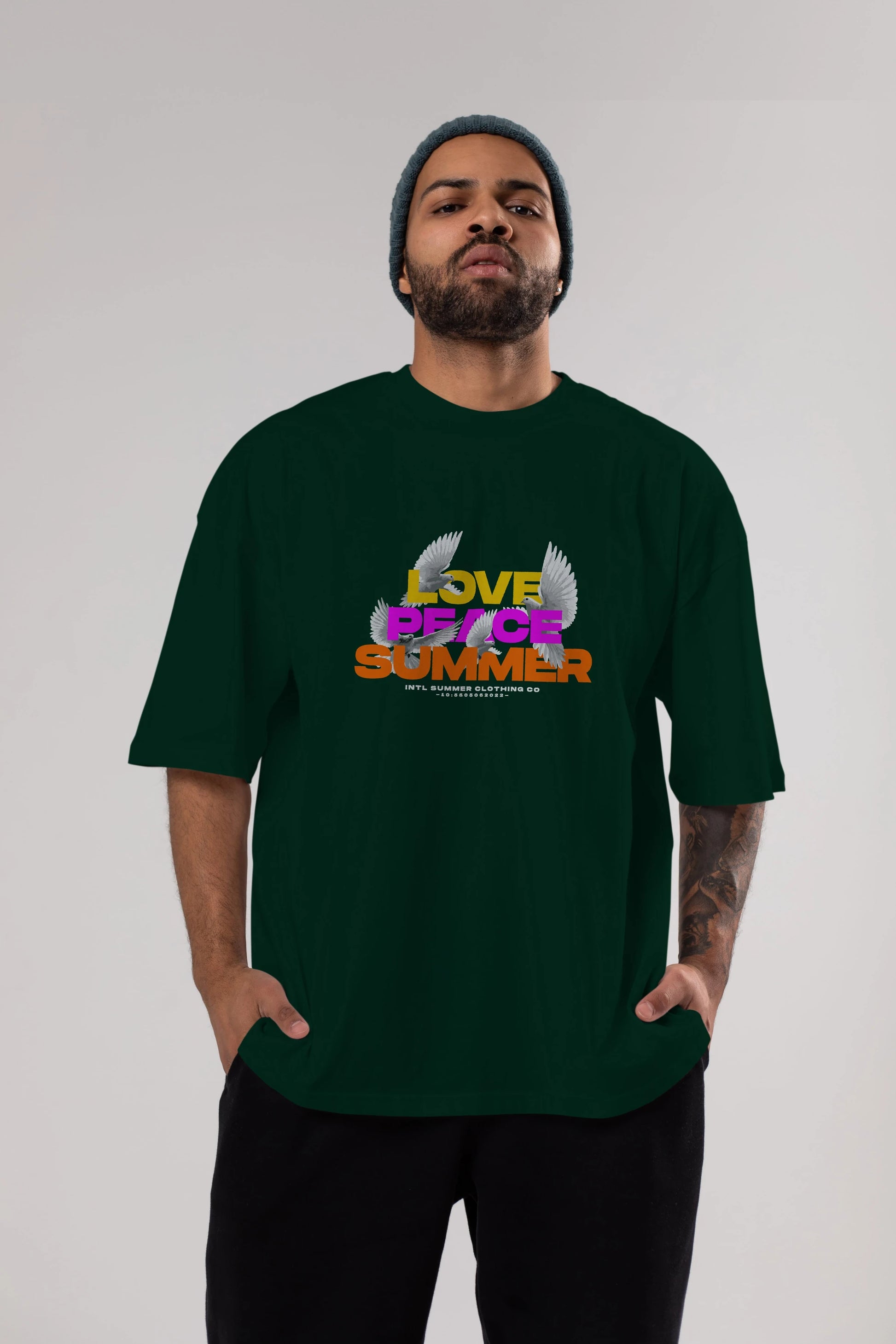 Love Peace Summer Ön Baskılı Oversize t-shirt Erkek Kadın Unisex