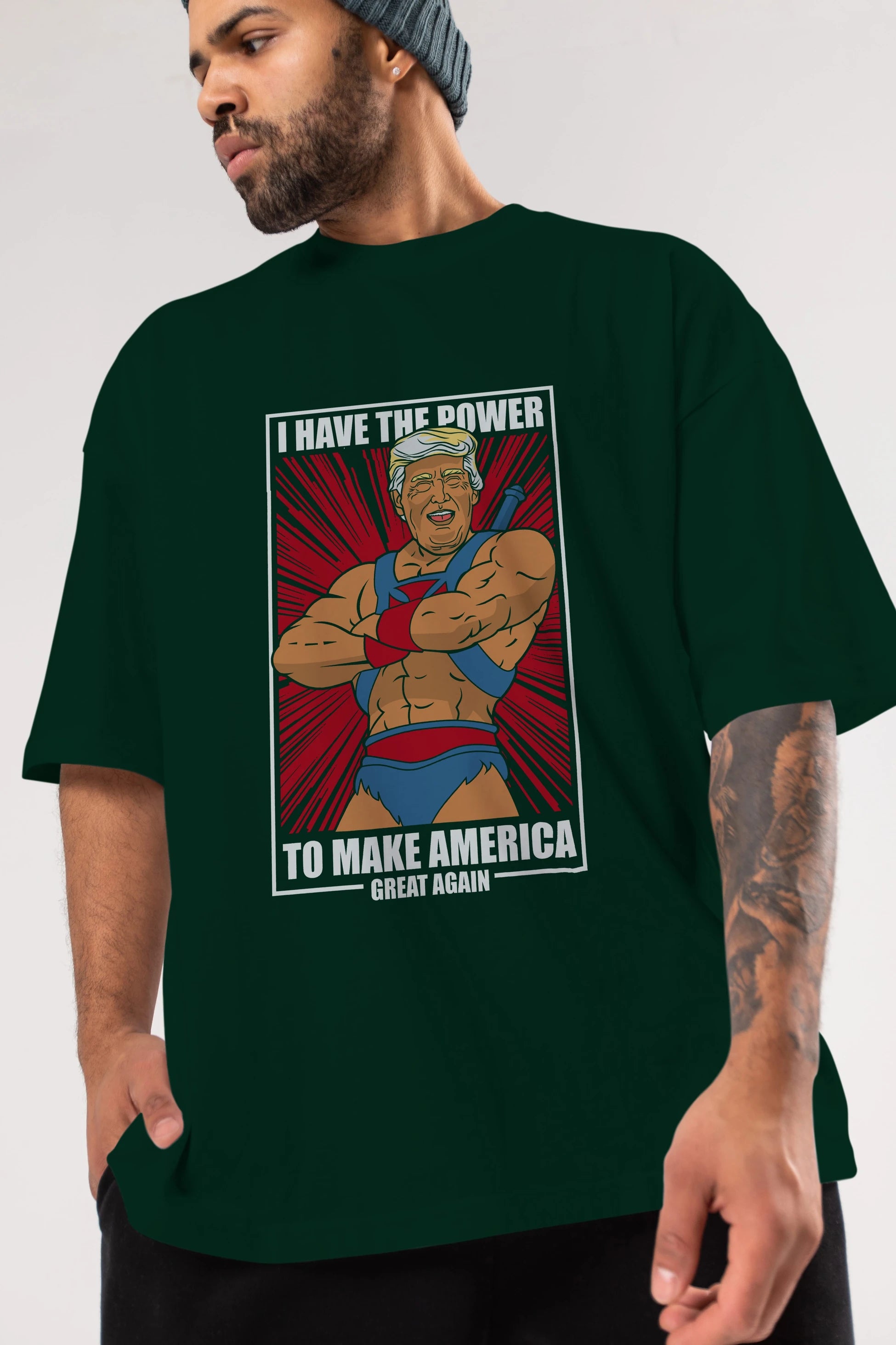 Trump Heman Ön Baskılı Oversize t-shirt Erkek Kadın Unisex %100 Pamuk tişort