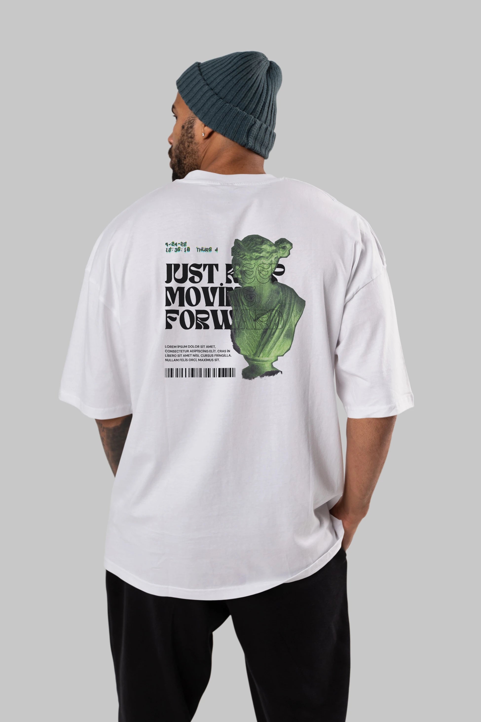 Just Keep Moving Forward Yazılı Arka Baskılı Oversize t-shirt Erkek Kadın Unisex