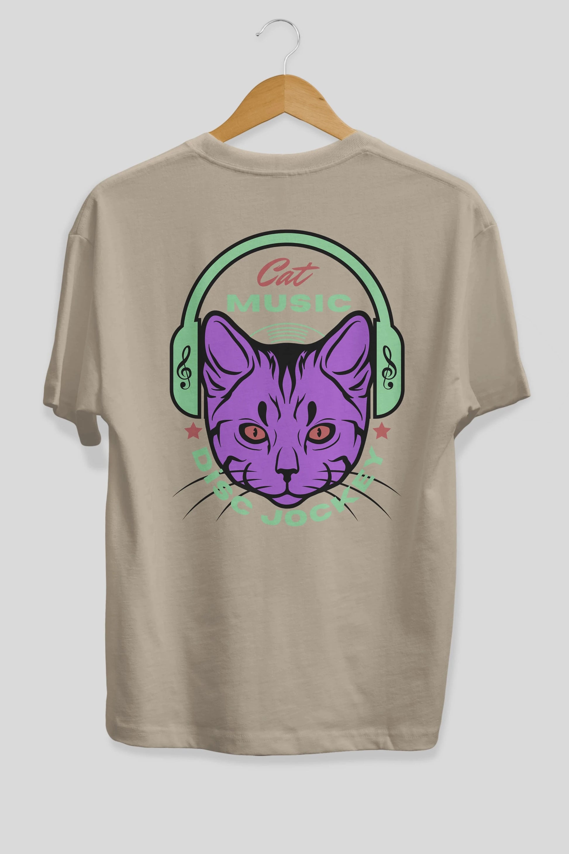 Cat Music Arka Baskılı Oversize t-shirt Erkek Kadın Unisex