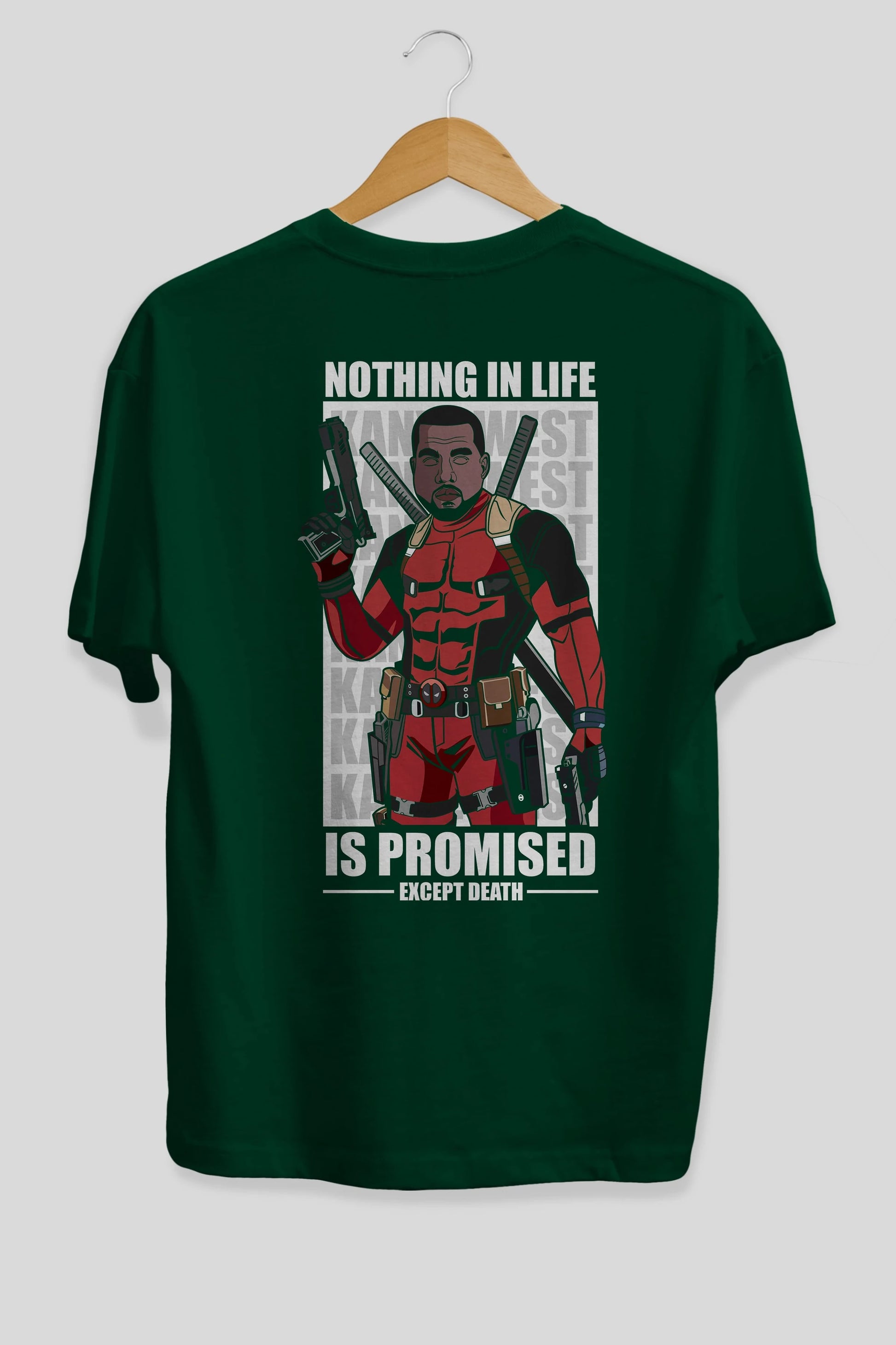 Kanye West Deadpool Arka Baskılı Oversize t-shirt Erkek Kadın Unisex %100 Pamuk tişort
