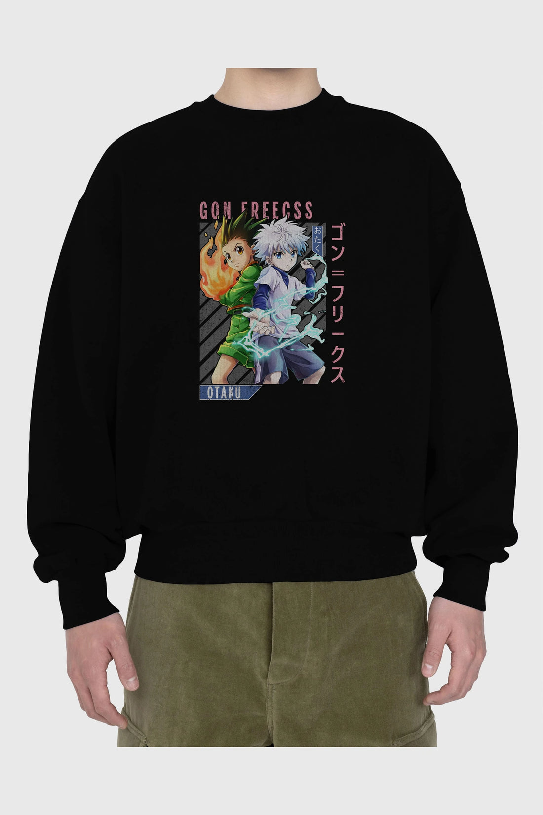 Gon Freecss HUNTER X HUNTER 1 Anime Ön Baskılı Oversize Sweatshirt Erkek Kadın Unisex